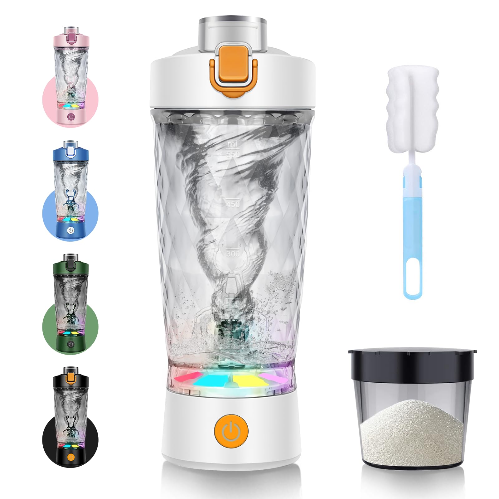 SOARFLY Shaker Elektrisch Protein Shaker mit Pulverfach 650ML Protein Mixer Shaker USB Wiederaufladbar,Elektrischer Shaker für Potein Pulver und Milchshake,Elektrischer Eiweiß Shaker,BPA-frei
