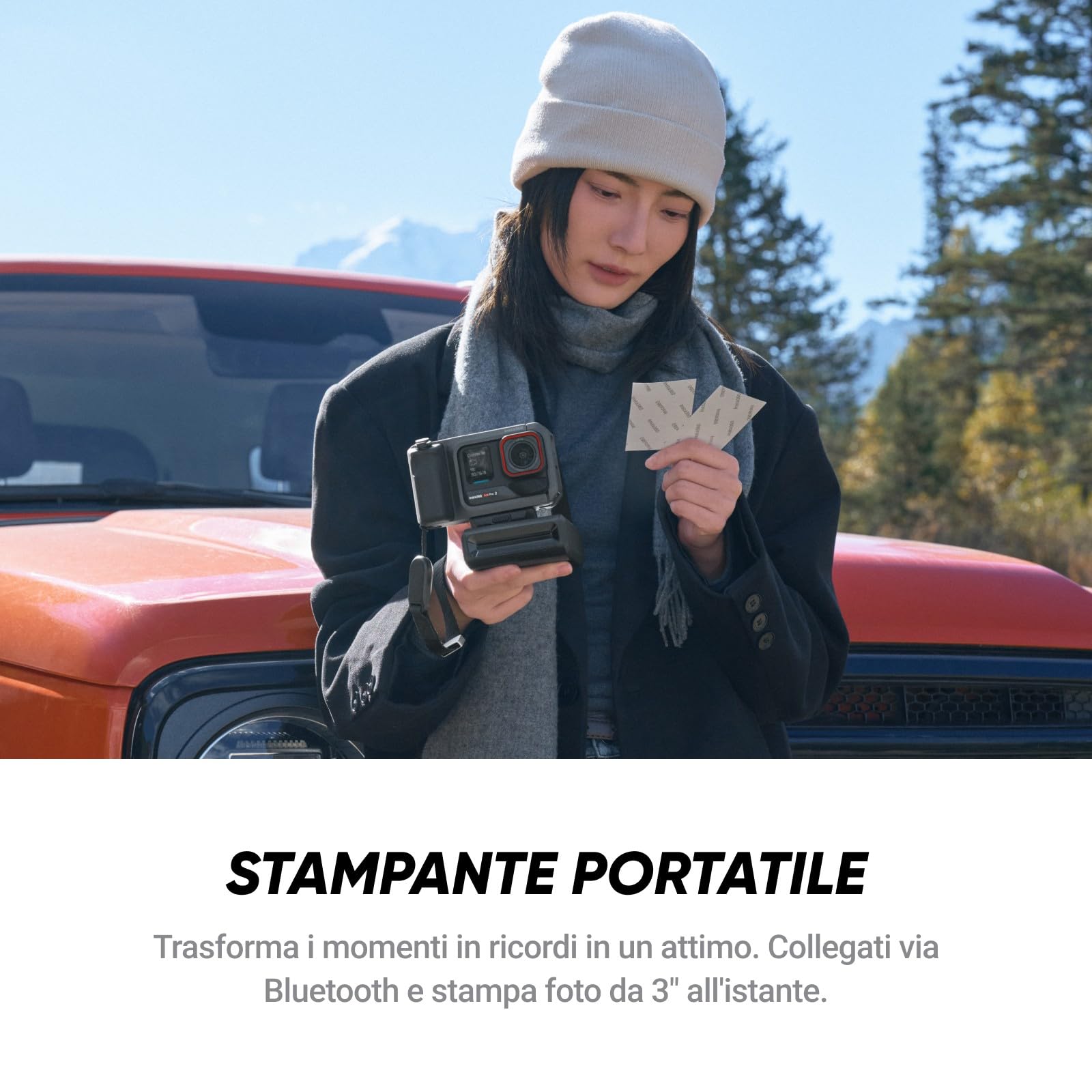 Insta360 Ace Pro 2 Pack Istantanee. Action cam impermeabile 8K progettata con Leica, sensore 1/1,3", doppio chip IA, leader in scarsa luce, Kit impugnatura Xplorer Pro, stampante portatile