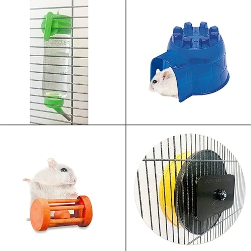 Miniatura 3 de Colossal Castle Hamster Cage Set - Nuevo paquete de suministro para hámster Kit de iniciación - Incluye jaula, rueda de ejercicio, plato de comida,