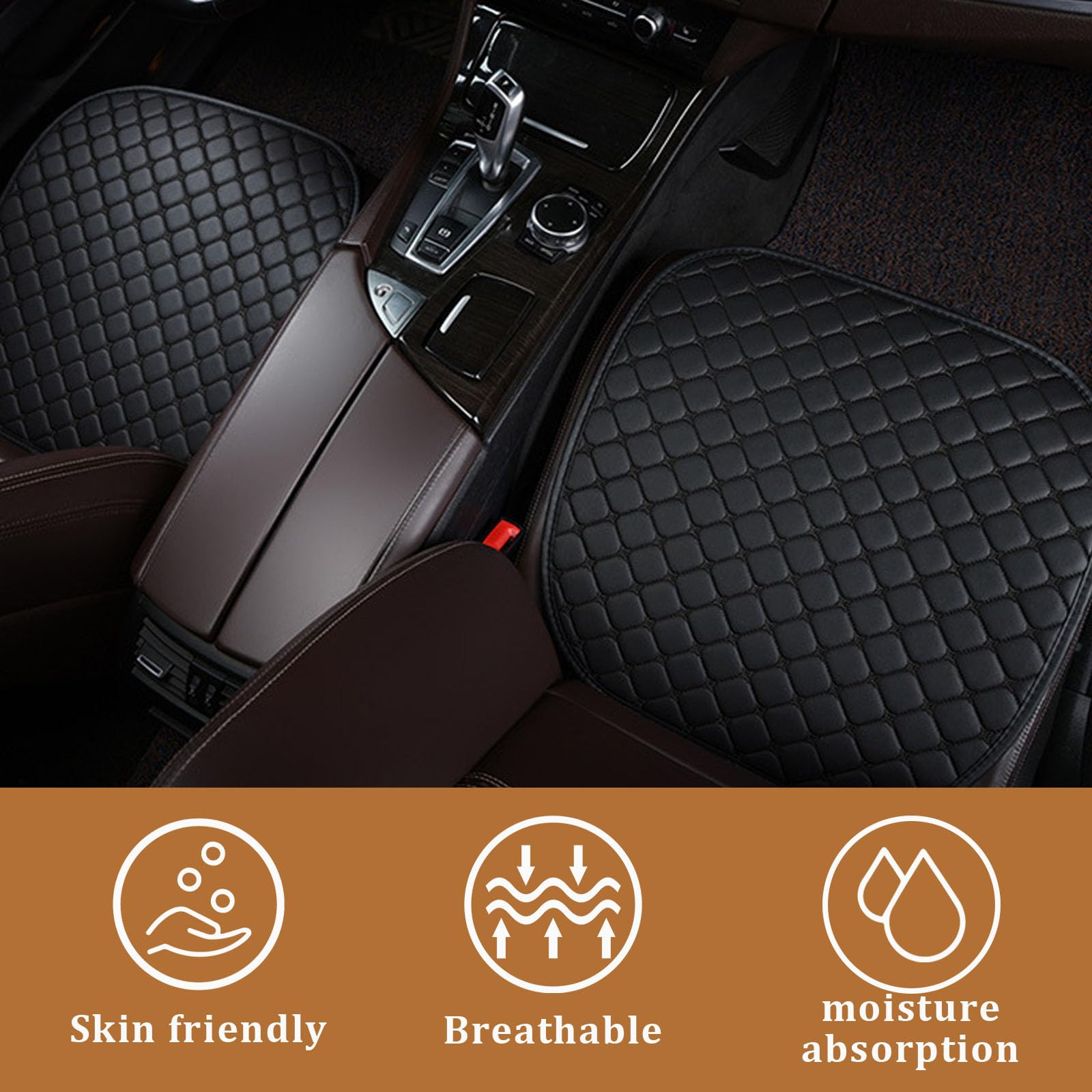Funda de Asiento para Coche Universal Premium - Juego de 3 Piezas - Cojines para Asientos Delanteros y Trasero - Tela Transpirable, Impermeable y Antideslizante - Revestimiento Antiarañazos - Negro