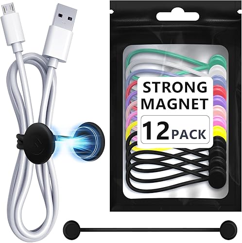 Miniatura 9 de Bridas magnéticas para cables, organizadores de cables magnéticos de silicona reutilizables para agrupar, clips de refrigerador, marcadores de