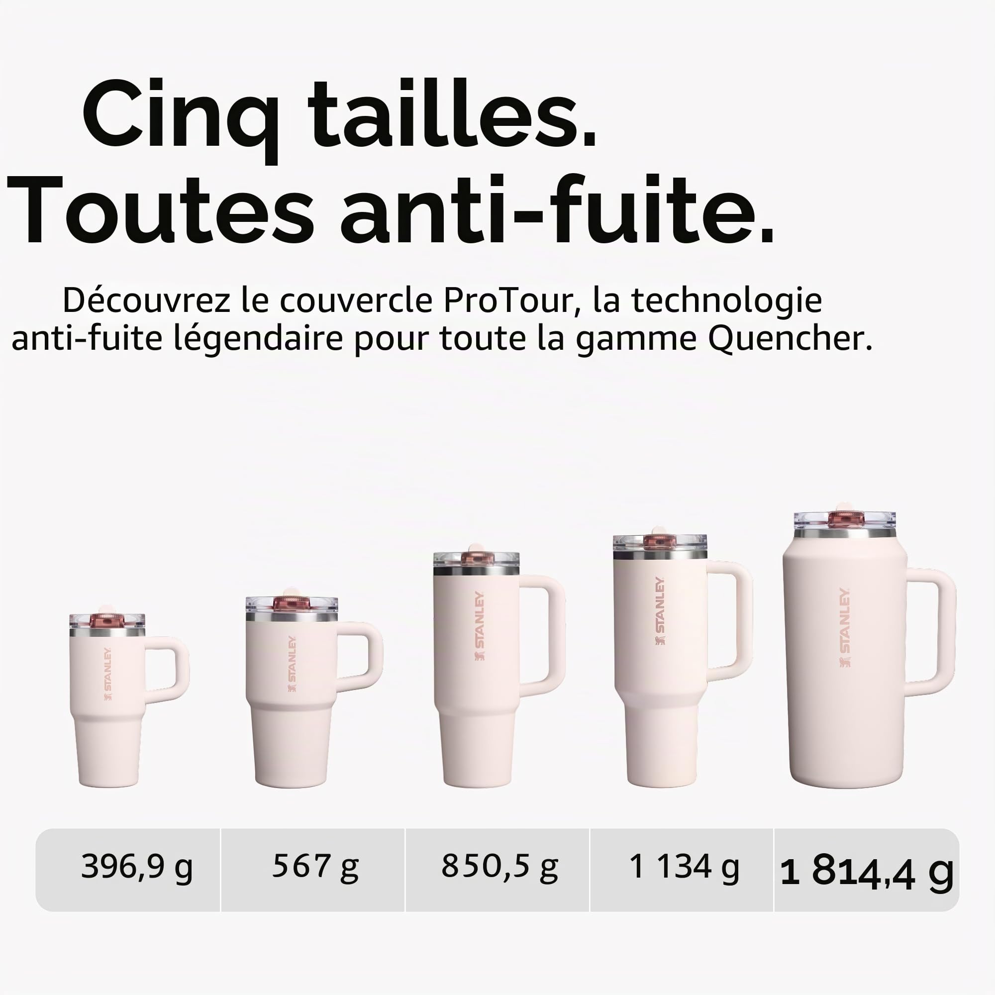 STANLEY Quencher ProTour Flip Straw Gobelet avec couvercle anti-fuites 591 ml | Paille intégrée et poignée | Compatible porte-gobelets pour le voyage | Gobelet isotherme en acier inoxydable | Sans BPA