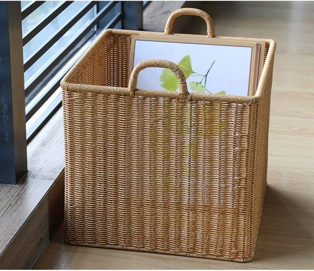 Dirty Clothes Basket Imitation Rattan Dirty Clothes Basket Hotel Bathroom Laundry Basket Dirty Clothes Storage Basket (Light Brown 36 * 36 * 35.5cm)