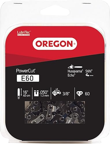 Oregon E60 PowerCut - Cadena de motosierra de 16 pulgadas, se adapta a Husqvarna, Stihl, Echo