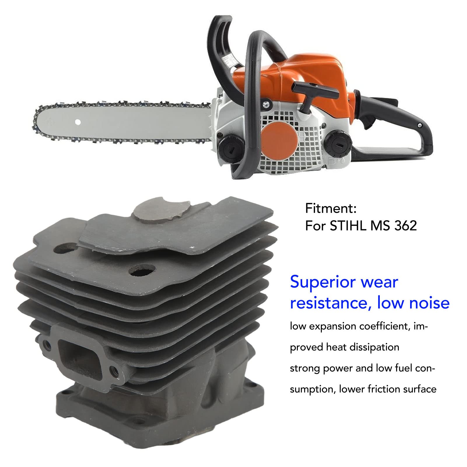 Kit de cilindro de pistón de motosierra, Kit de cilindro de pistón revestido de motosierra 11140‑020‑1205 Reemplazo de 47 mm de diámetro interior para STIHL MS 362