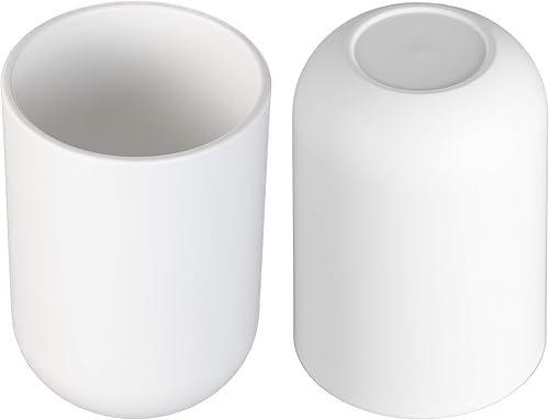 Miniatura 10 de Vaso para cepillo de dientes, taza de baño, soporte para cepillos de dientes, vaso de baño, plástico, 11.8 fl oz (caqui)