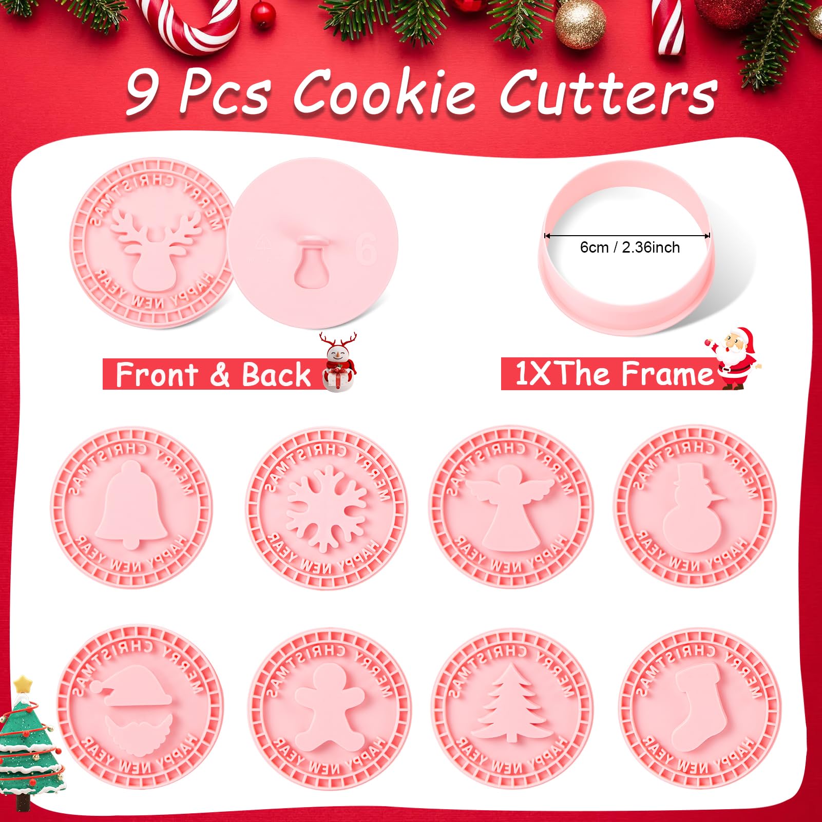 Formine per Biscotti Natalizi, 3 Pezzi Formine Biscotti Natale 3D, 3D Stampo per Biscotti Natalizi Tagliabiscotti Natalizi per Decorazioni per Torte