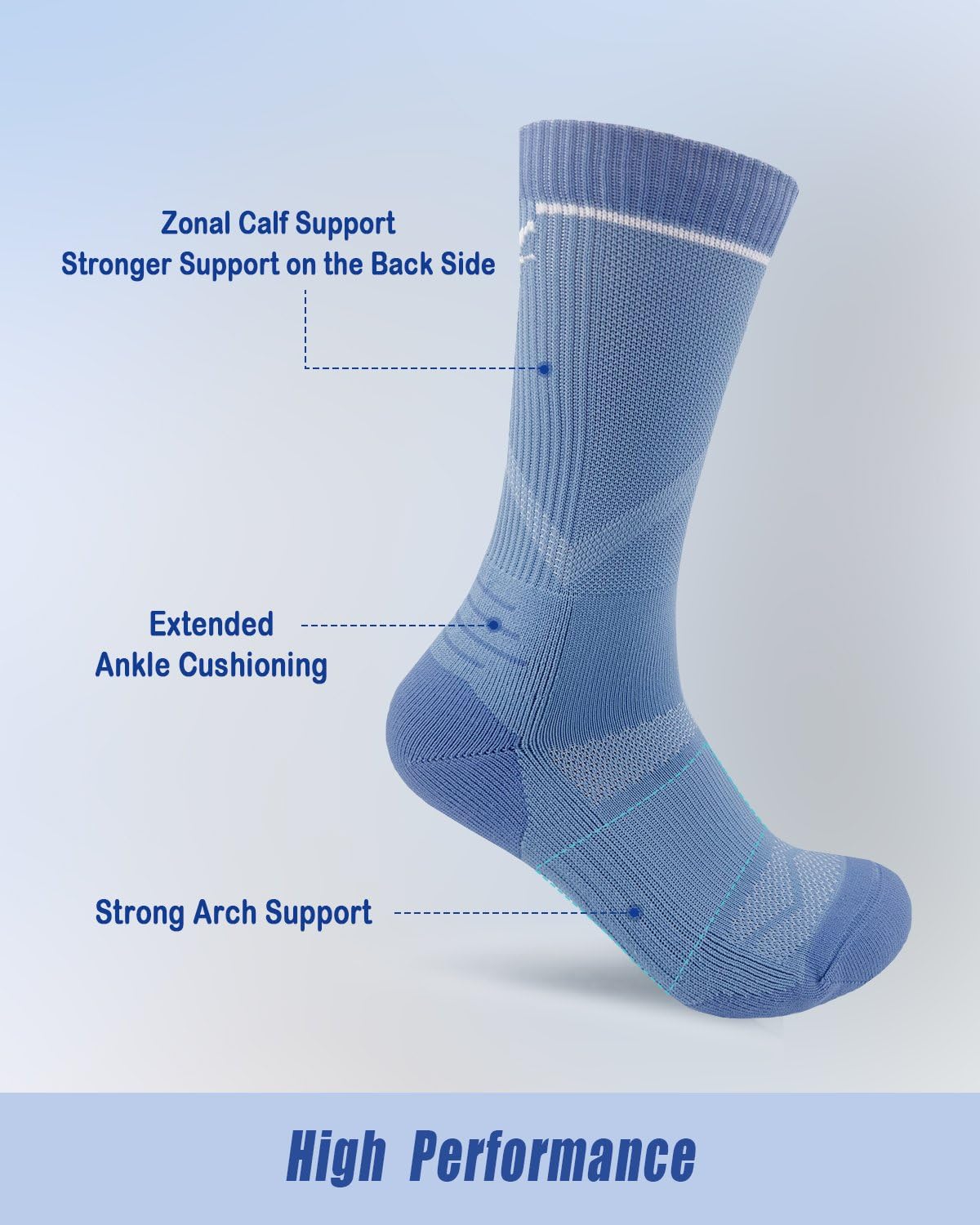 Calcetines deportivos que absorben la humedad para hombres y mujeres, 3 pares de calcetines acolchados de poliéster a media pantorrilla