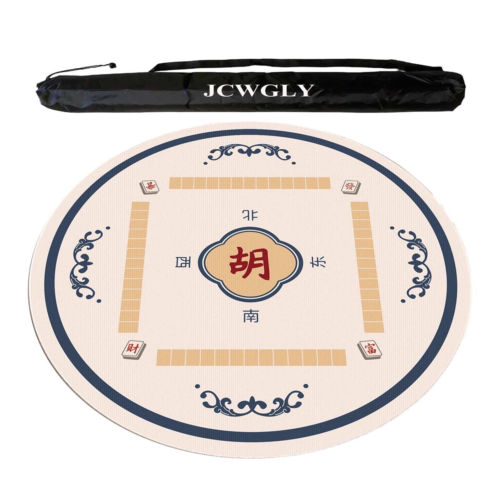 Mata Do Gry W Mahjonga Crystal Velvet Soft Z Gumowym Spodem Do Domu, Okrągły Obrus Do Gier Karcianych Mahjong Poker I Planszowych, Nadająca Się Do Prania W Pralce(Blue,120cm/47.25in)