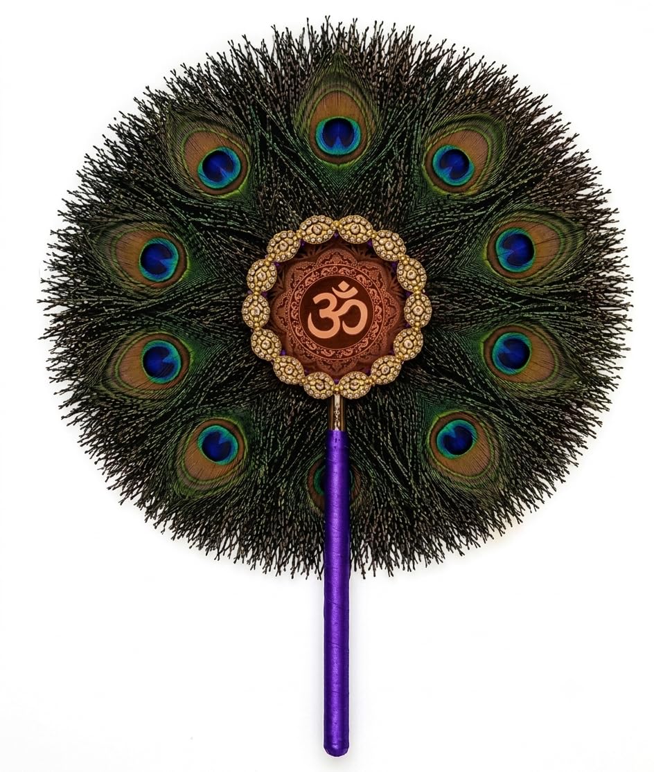 Handcrafted Peacock Feather Om Home & Temple, Pooja Room & Spiritual Decoration-image-26