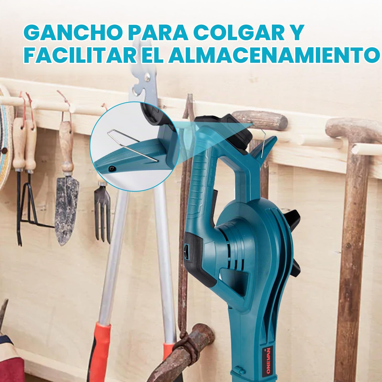 ONEVAN Soplador de Hojas bateria, 6 velocidades, 350km/h, césped Cuidado | 2 baterías de 3,0 Ah, portátil y ligera, sopladora de aire inalámbrica para patios, cuidado del césped y soplado de hojas