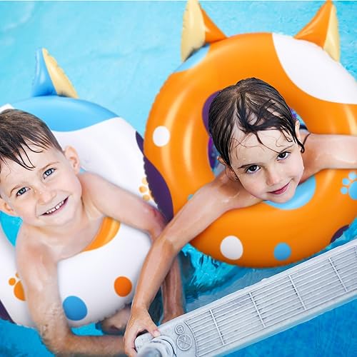 Miniatura 4 de ShinyRelief 2 flotadores inflables de piscina para niños, tubos de natación en la playa, anillo con tema de pata de perro, lindos flotadores de