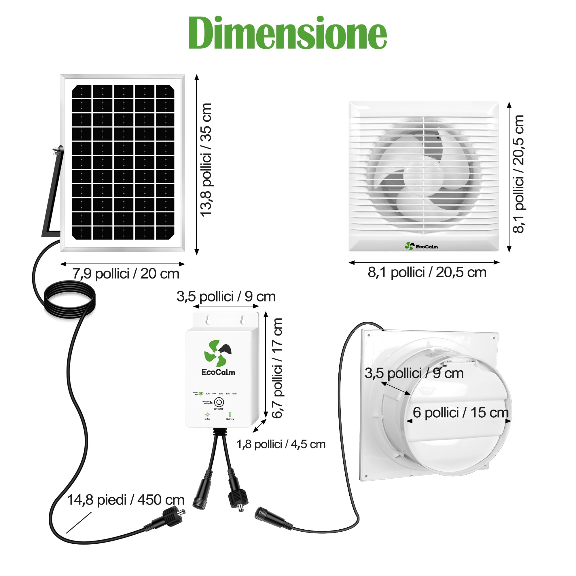 Ventilatore Solare per Esterni con Panca Solare, Ventola Solare Impermeabile 150mm con Pannello Solare 12V e Cavo 4,5M, Accessori Serra per Casa Giardino, Pollaio, Campeggio
