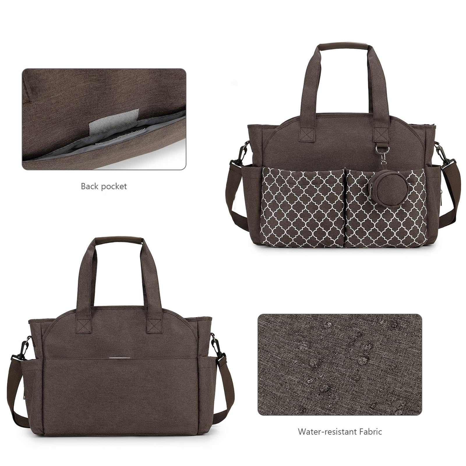 Multifunktionale Wickeltasche, Großes Innenvolumen, Vielseitige Tragemöglichkeiten, Eleganter Stoff in Samtoptik, Geeignet für, Braun