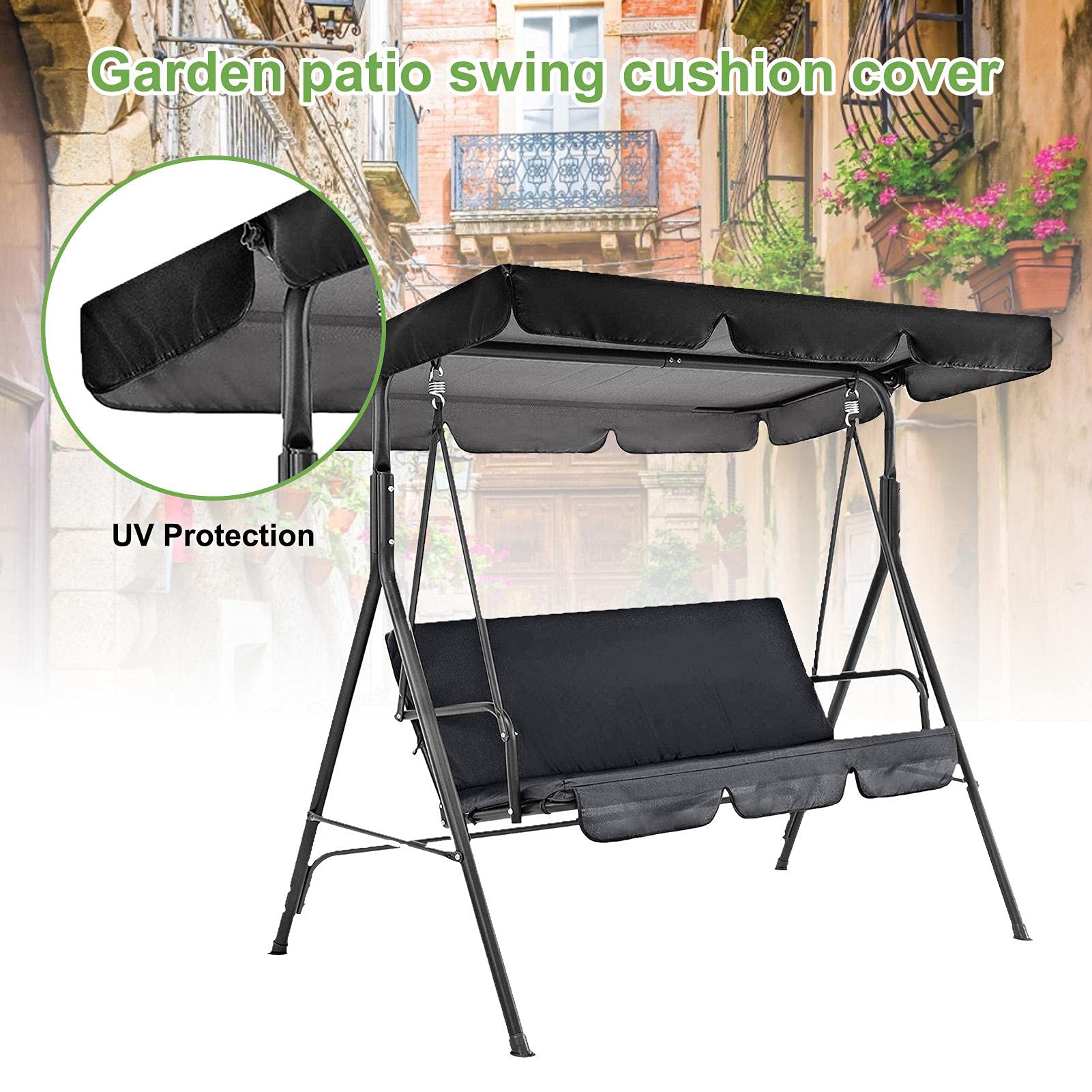 Repuesto Para Columpio De Patio De 3 Personas – Funda Impermeable Y Protector Solar Que Renueva Tu Mecedora (Ahorra Dinero)