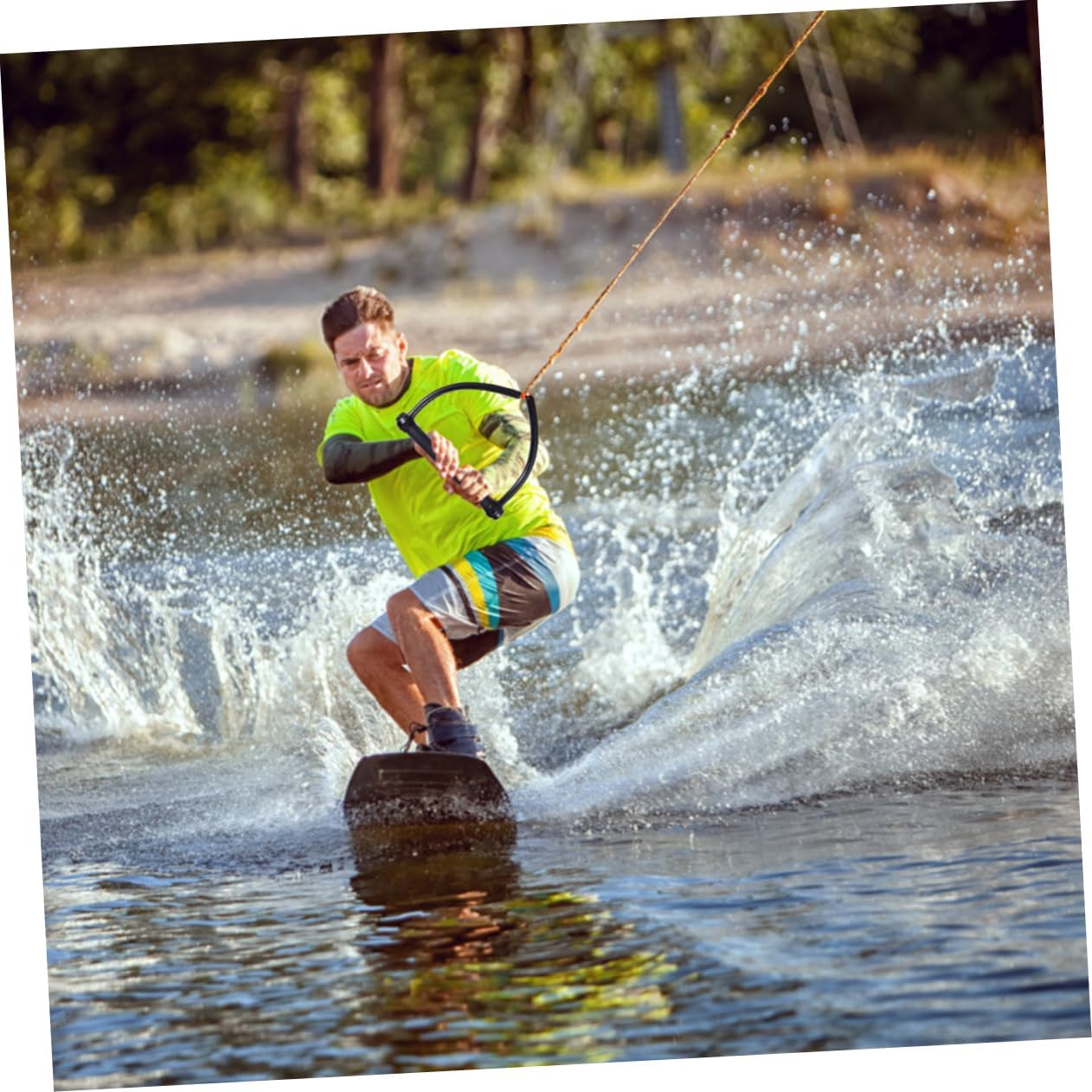 Luxshiny Black Handle Water Ski Rope Section Lightweight Wakeboard Kneeboard Tow Rope for Boating Watersports Tubing and Use Random Color