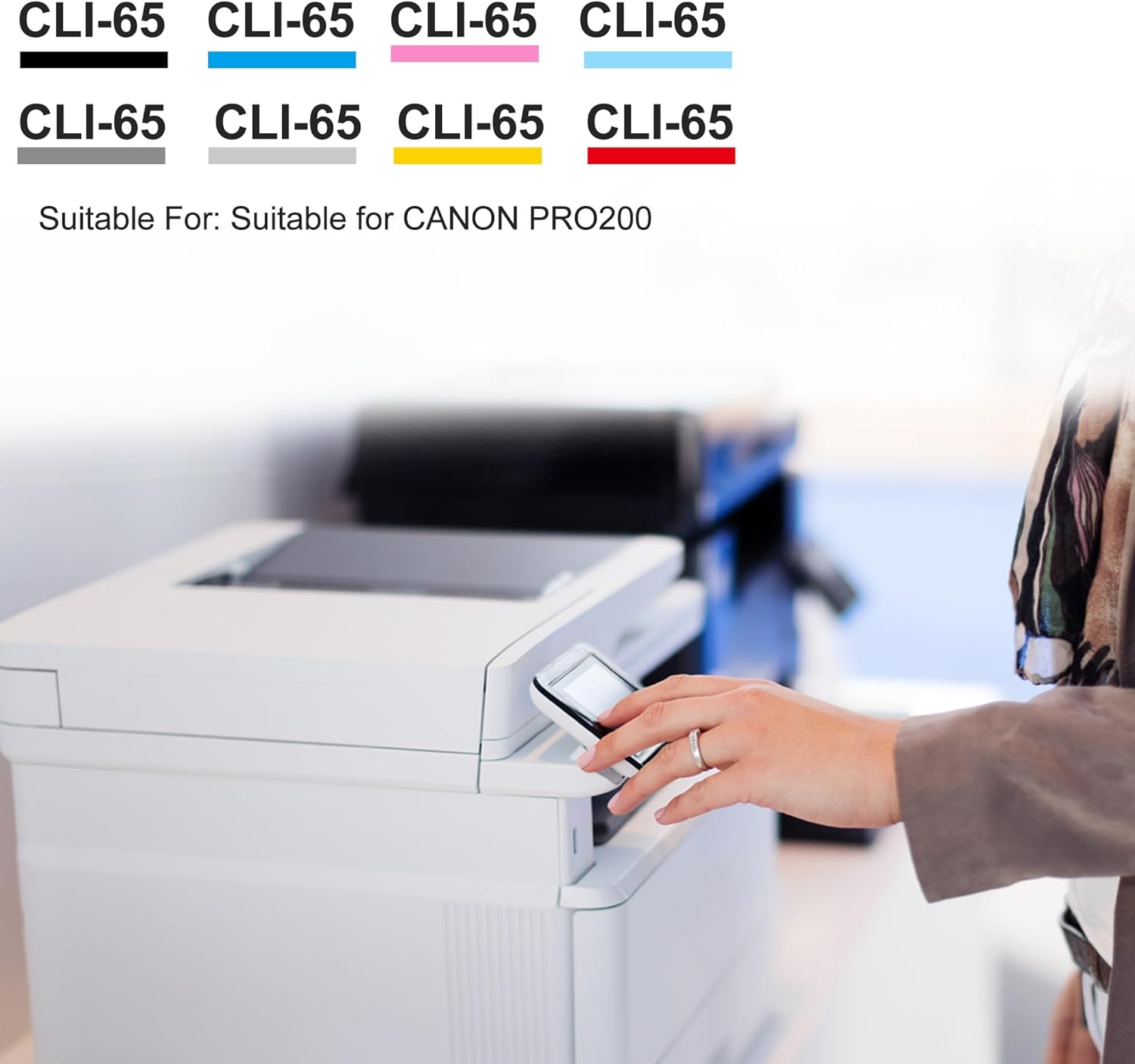 CLI65 CLI-65 Ink Cartridge Compatible for Canon PIXMA Pro200S Pro200 Printer(BK C M Y PM PC GY LGY 8-Pack)