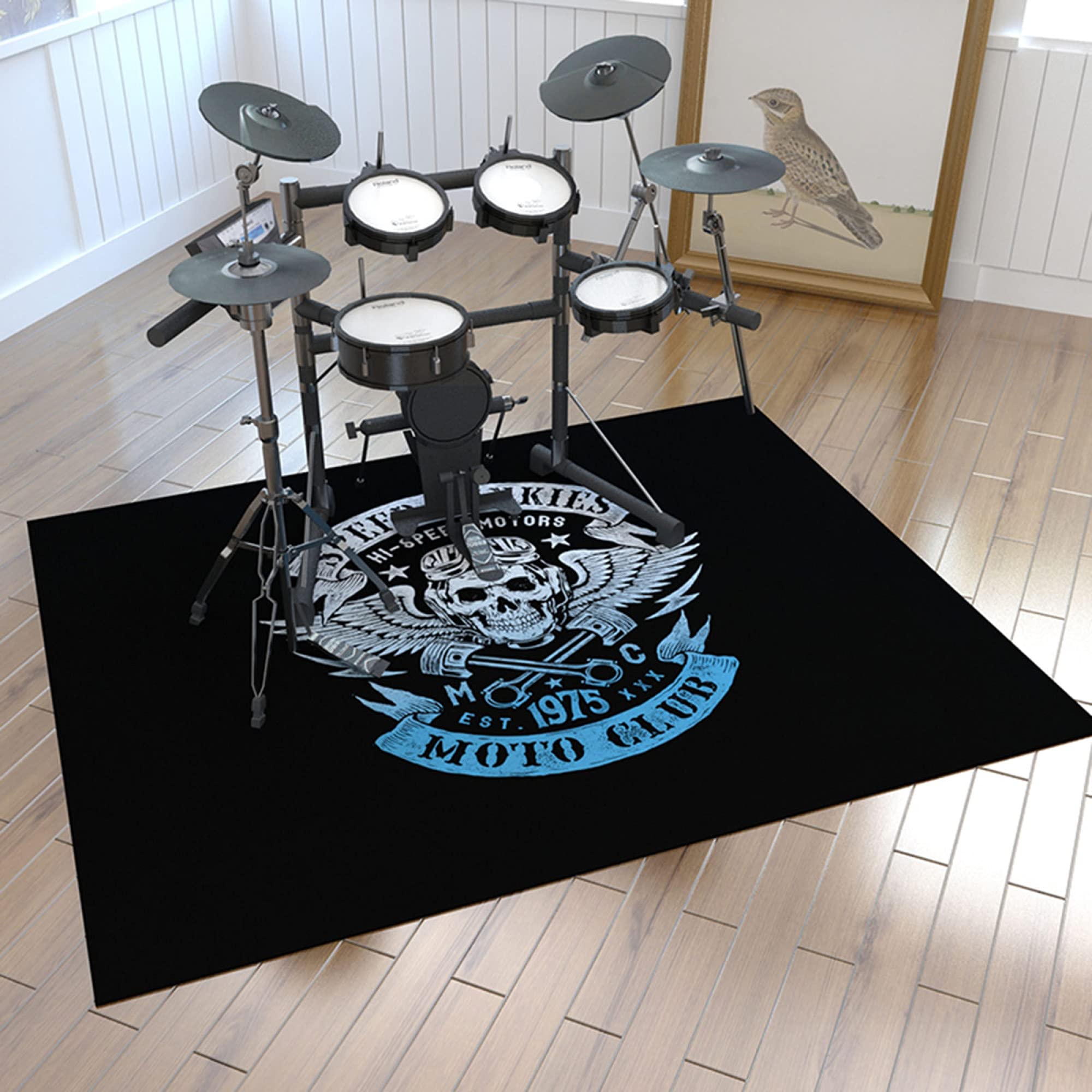gdt Drum Teppich, Rutschfeste Drum Matte Decke FüR Drummer BüHnenauftritt, Drum Set Jazz, E-Drum, Gitarre, Klavier, Hocker Pad Musikteppich/D / 120x160cm