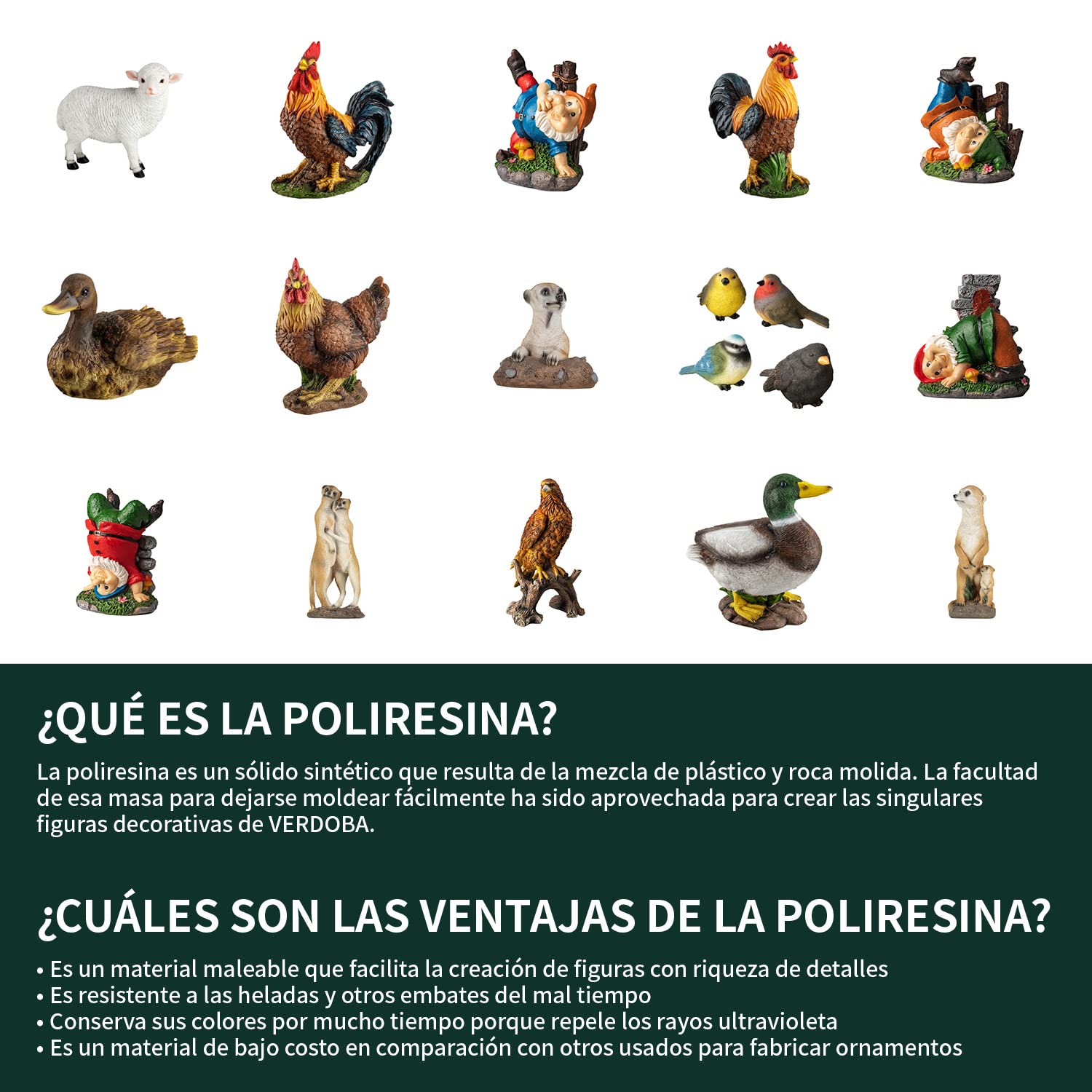 VERDOBA Cuatro Conejos – decoración para el hogar – Adornos para Interiores y Exteriores – Figuras Decorativas de poliresina para el jardín.