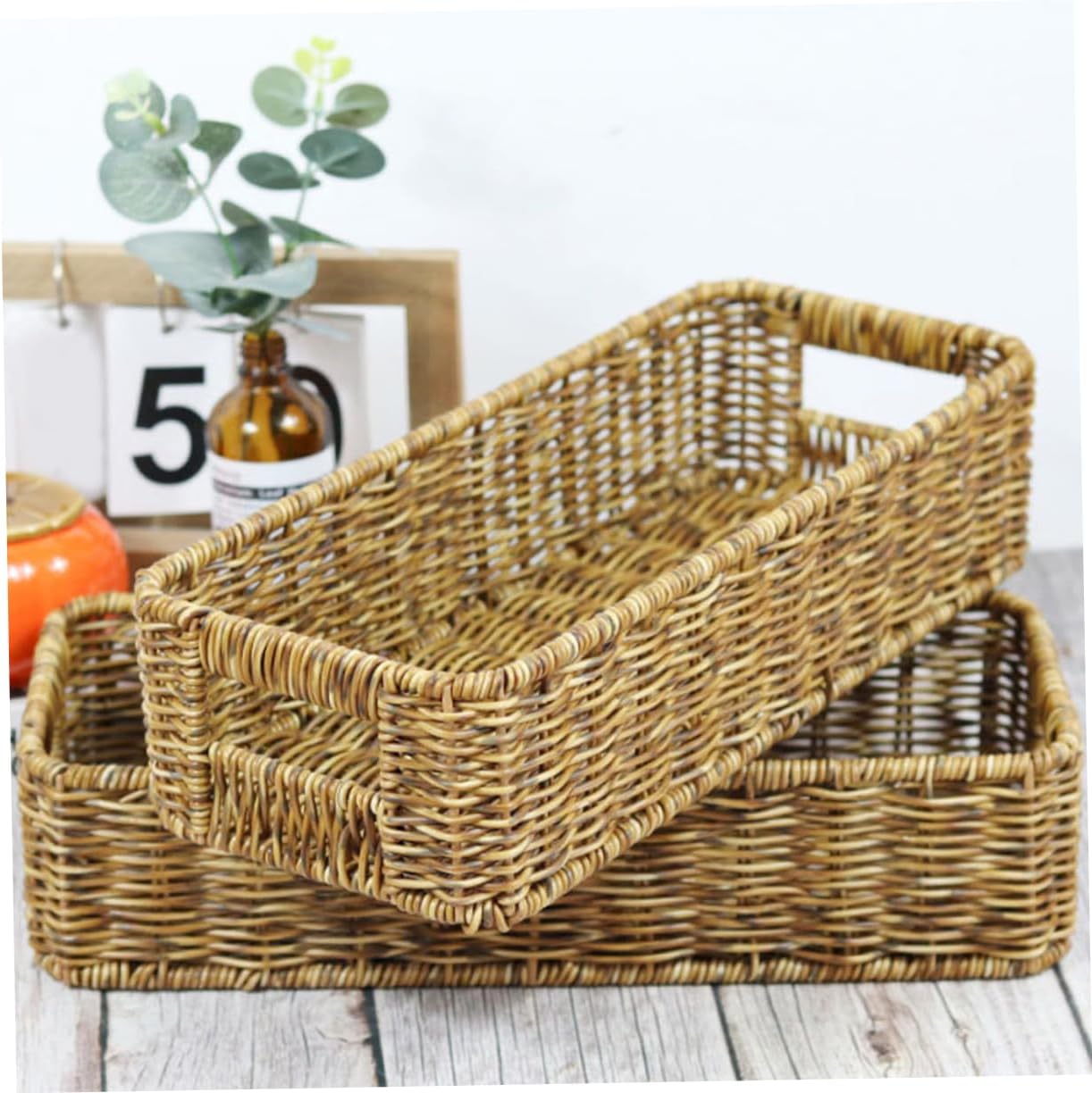 2pcs Woven Cutlery Basket Utensil Container for Kitchen Organization Deep Spice Jar Storage Chopstick Rack for Convenient Storage