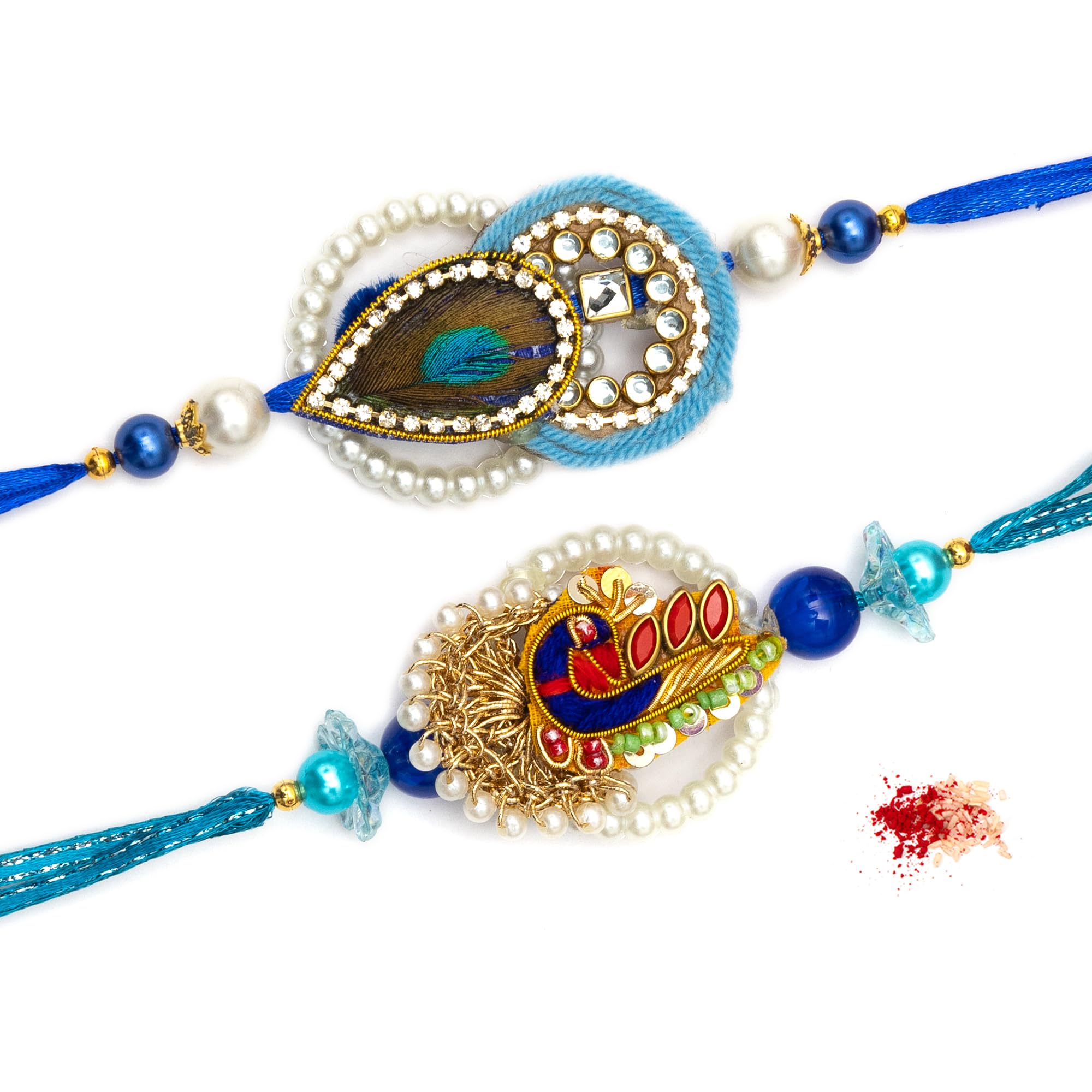 Rakhi for Brother With Tilak Material & Greeting Card - Pack of 2 Rakhi-image-49