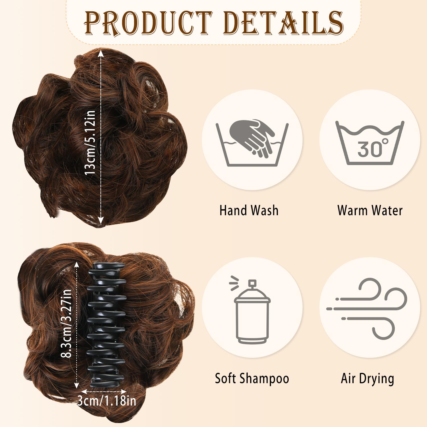 UHOMENY Hair Clip in Wig with Messy Bun Clip,Big Wavy Bun Wig,Curly Wavy Hair Extensions,Synthetic Curly Hair Extensions,Ponytail Hair Accessories for Women - Image 2
