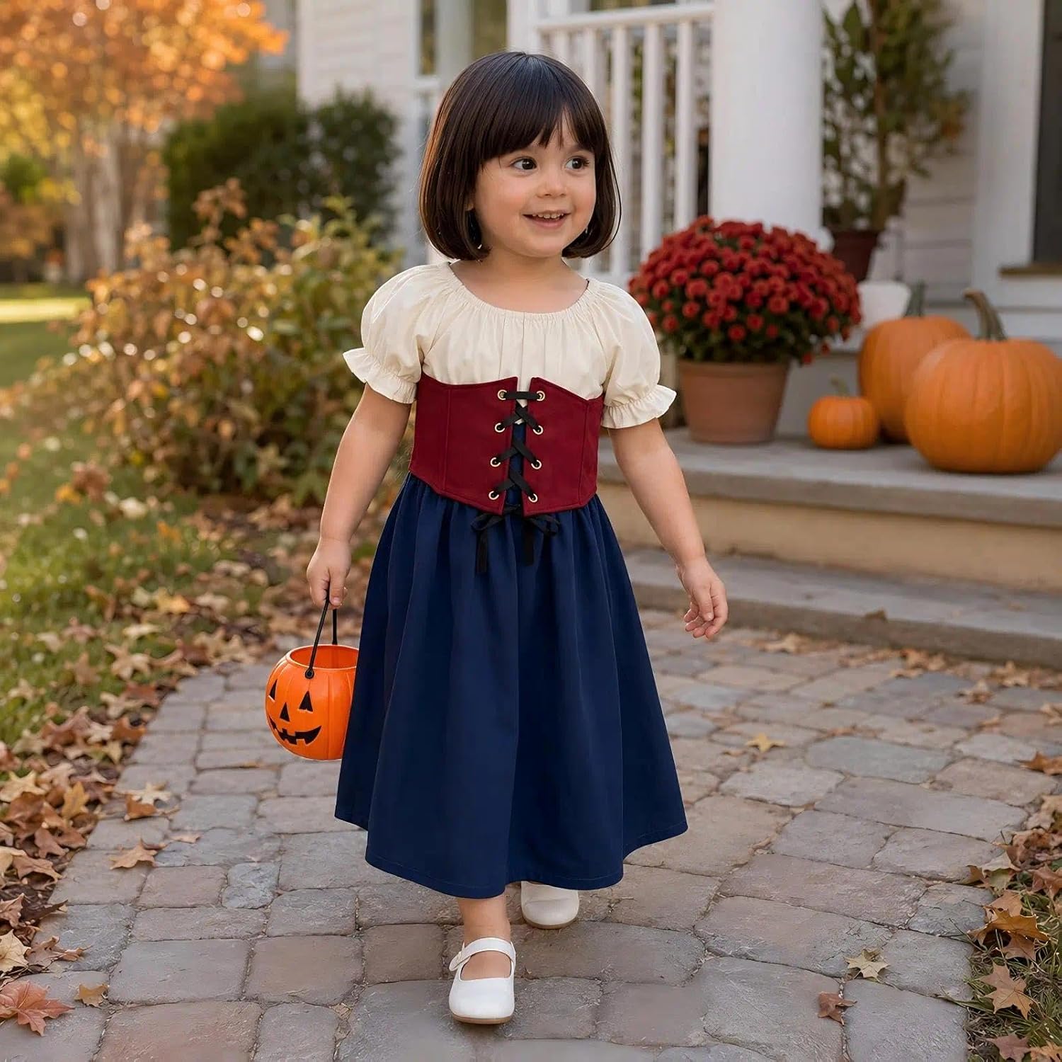 Toddler Girls Renaissance Dress Medieval Lace Up Party Dress 6M-5Y