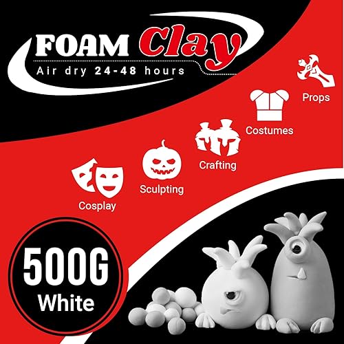 Miniatura 2 de CALPALMY Arcilla seca al aire (bolsa de 1.1 libras)  Arcilla de espuma blanca moldeable para cosplay  Arcilla suave de secado al aire para niños y