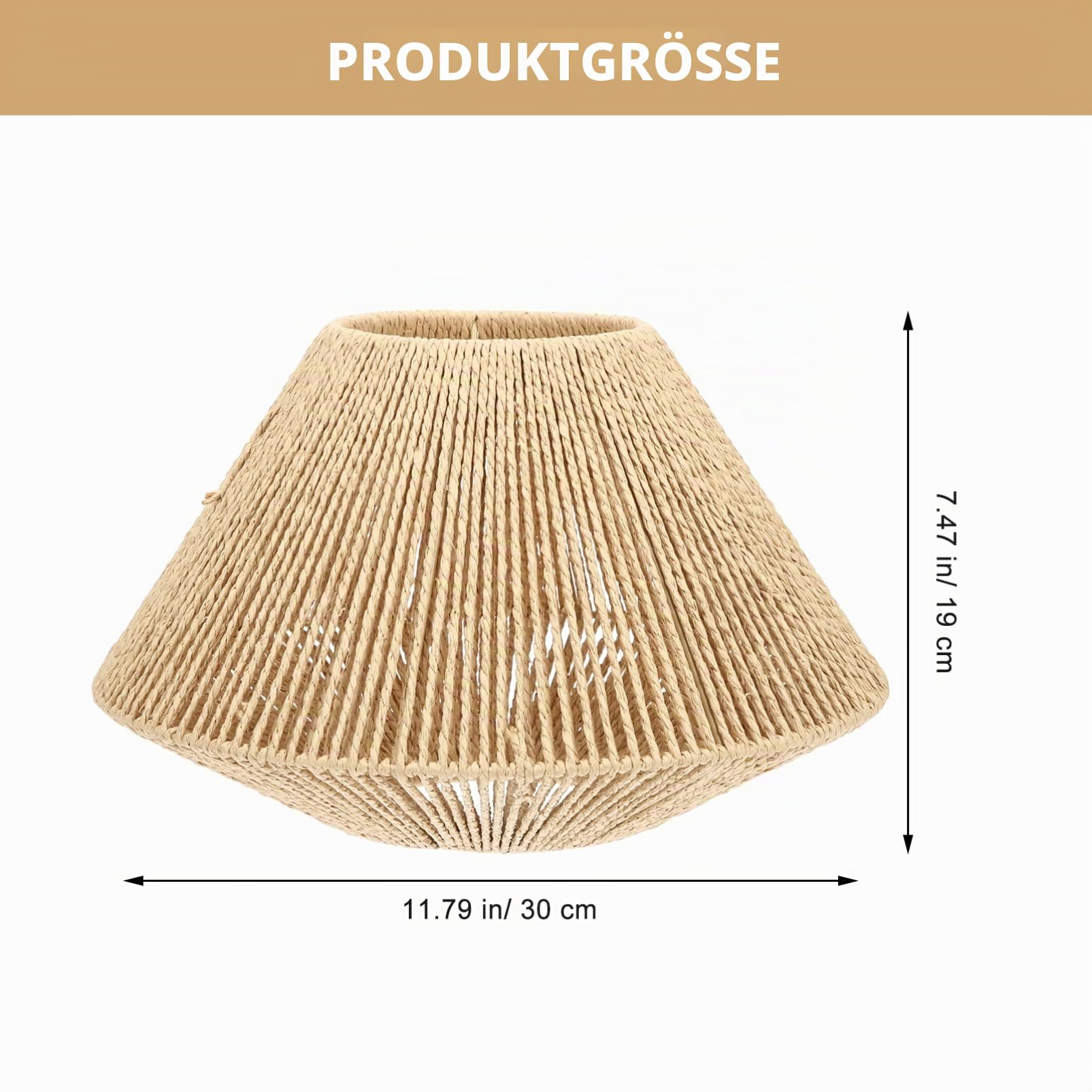 DOITOOL Rattan-Lampenschirm Für Pendelleuchten Ersatz-Kronleuchter-Lampenschirm Für Decke Schlafzimmer Nachttisch Essen (11. 79X11. 79X7. 47 Zoll） Rattan Stehlampe