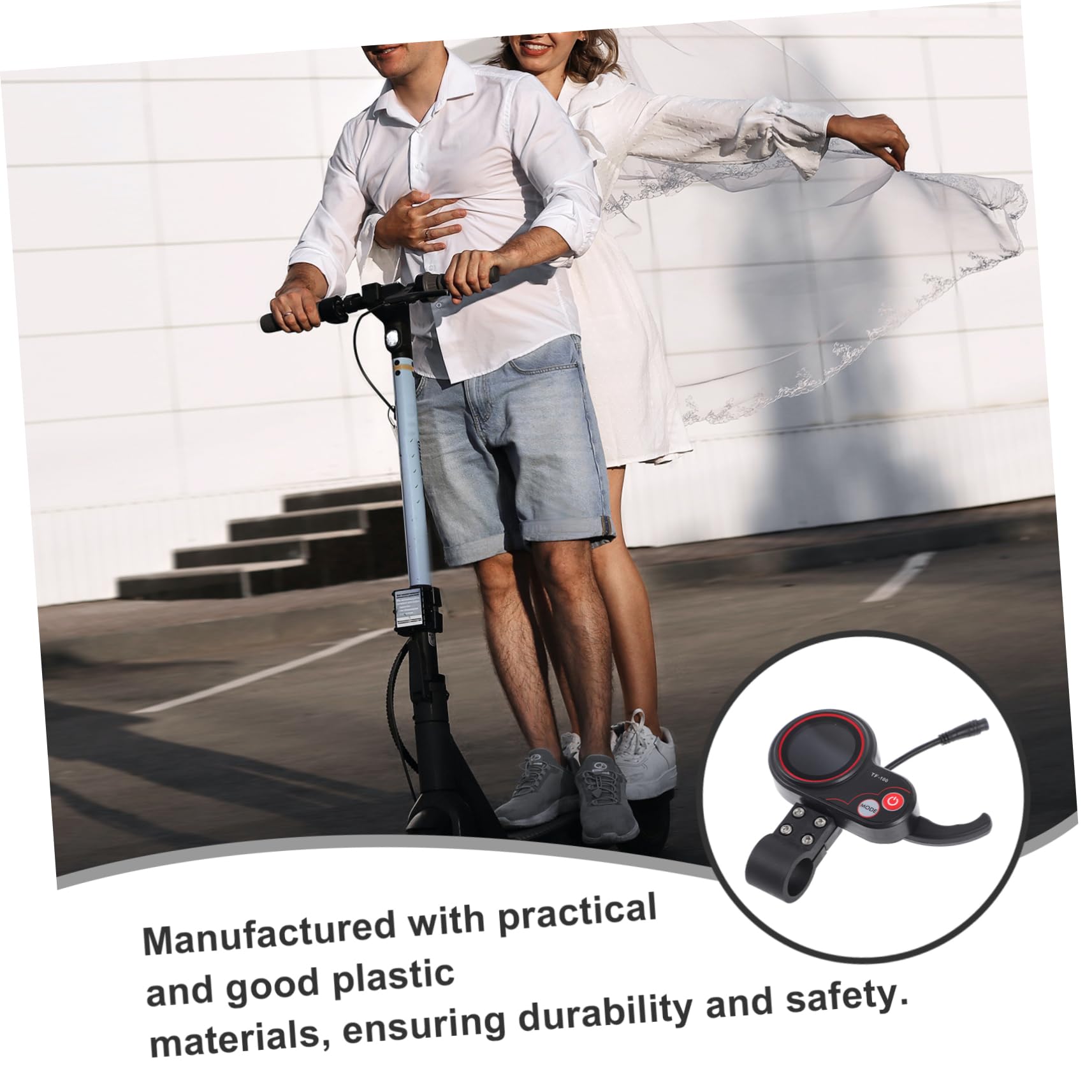 BESPORTBLE Affichage De Scooter Voiture Moteur Hoverboard Guidon Accessoires Trottinette Électrique Manette De Gaz Chargeur Croiseur Affichage du Scooter De Sécurité Plastique Black
