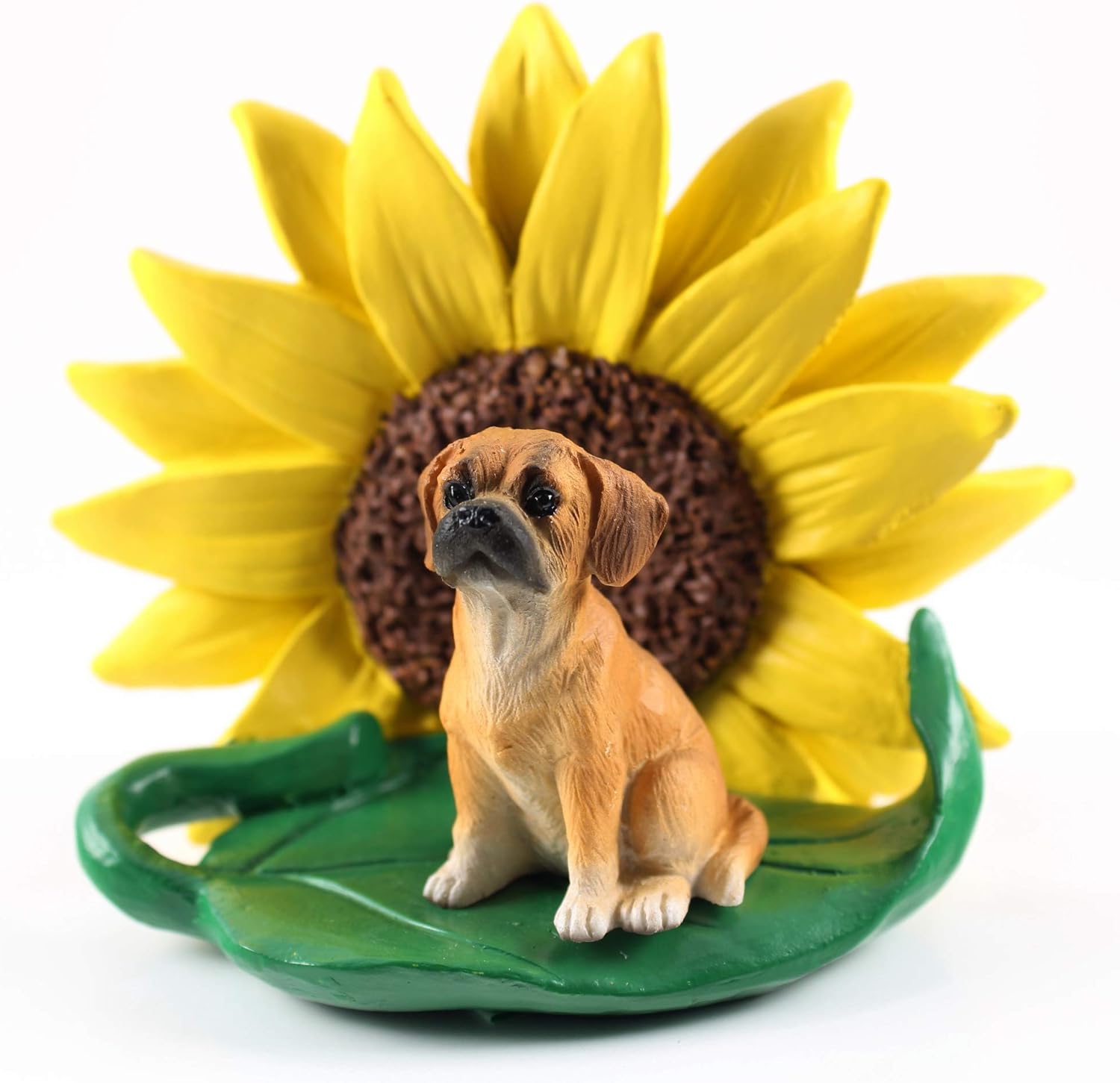 Conversation Concepts Puggle Figurine – Sunflower Statue Gift: Realistic Hand Painted Sculpture, Summer Nursery or Home Office Desk Decor, Spring Shower Present