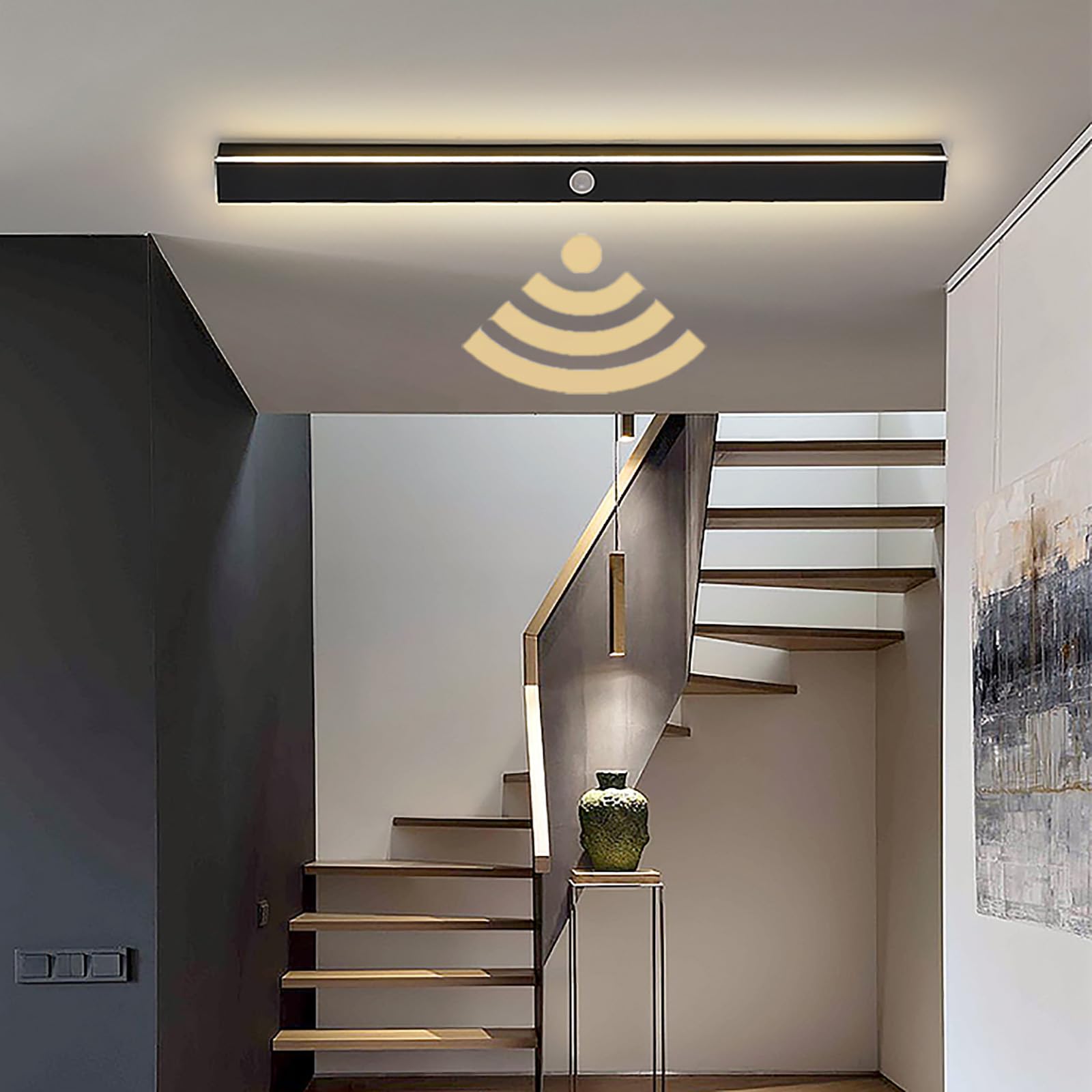 60CM LED Lampada da Esterno con Sensore Movimento Impermeabile Lunga Applique da Esterno/Interno LED Luce Parete per Terrazza Corridoio Ingresso,4000K