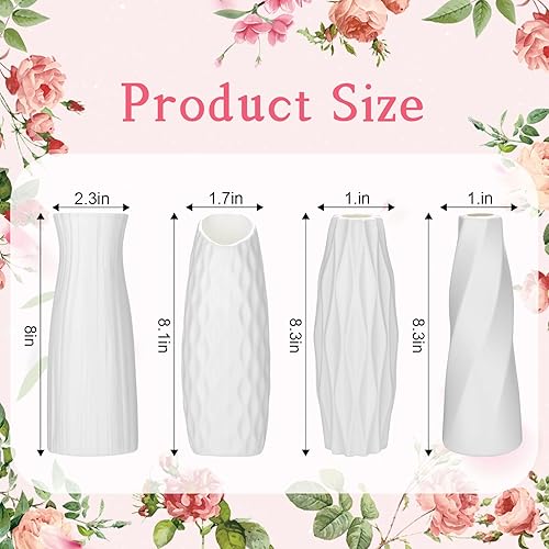 Miniatura 2 de 20 jarrones de plástico a granel para centros de mesa, jarrón blanco para flores, aspecto de cerámica, pequeños jarrones para centros de mesa,