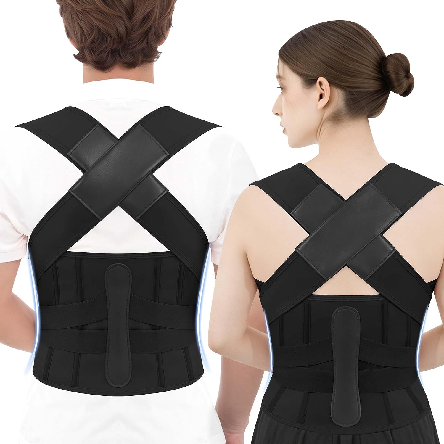 Back Brace Posture Corrector for Women and Men Upgraded Dynamic Traction Correction System Adjustable Shoulder Support Straightener Helps Reduce Upper Lower Back Pain Suitable for Hump Scoliosis Black Large