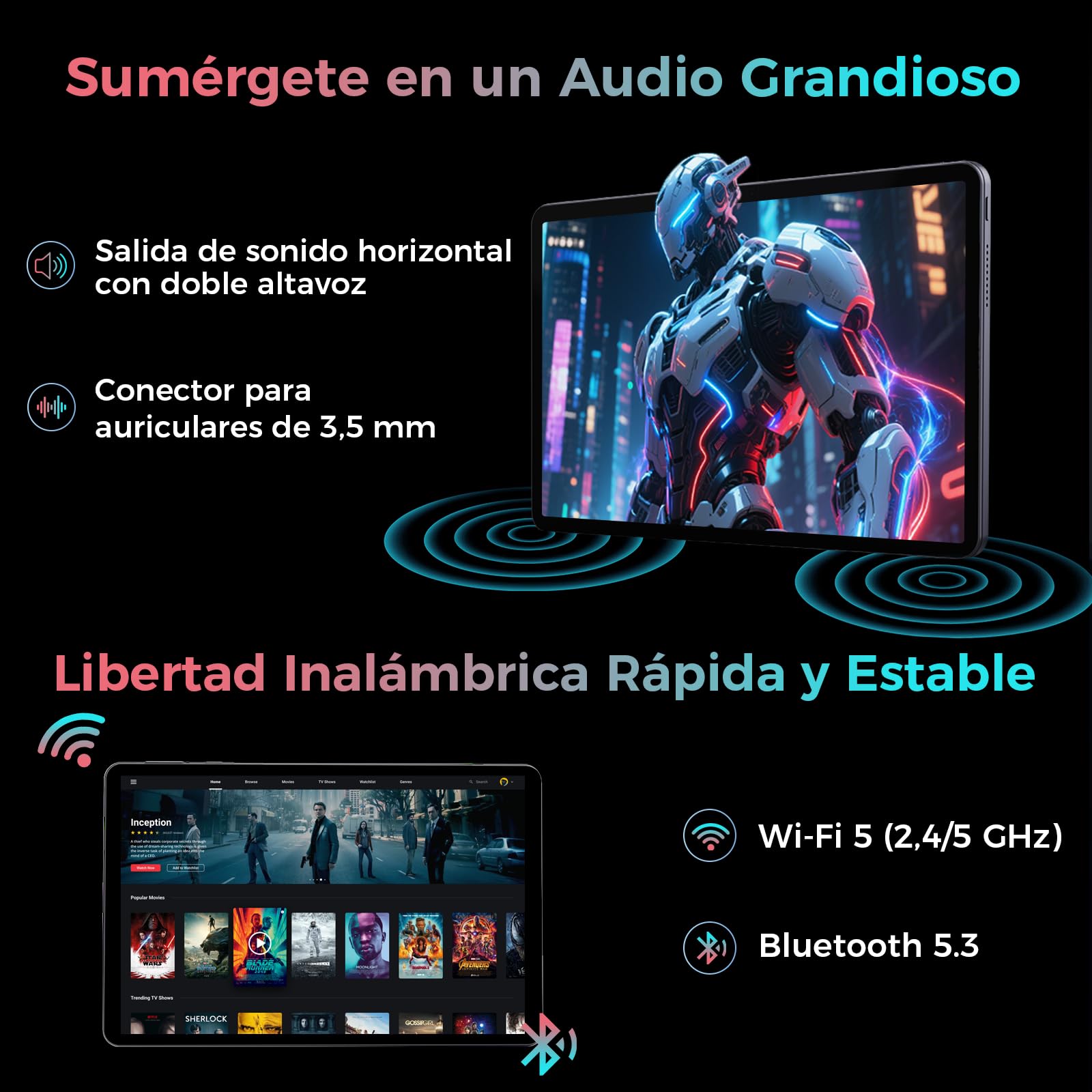 Android 16 Tablet,11 Pulgadas Tableta con T7250 Octa-Core Processor, 90HZ,1920x1200 IPS,32GB RAM + 128GB ROM, 8000mAh Batería, 2.4/5Ghz Dual WiFi/5+13MP/Gemini AI/Widevine L1