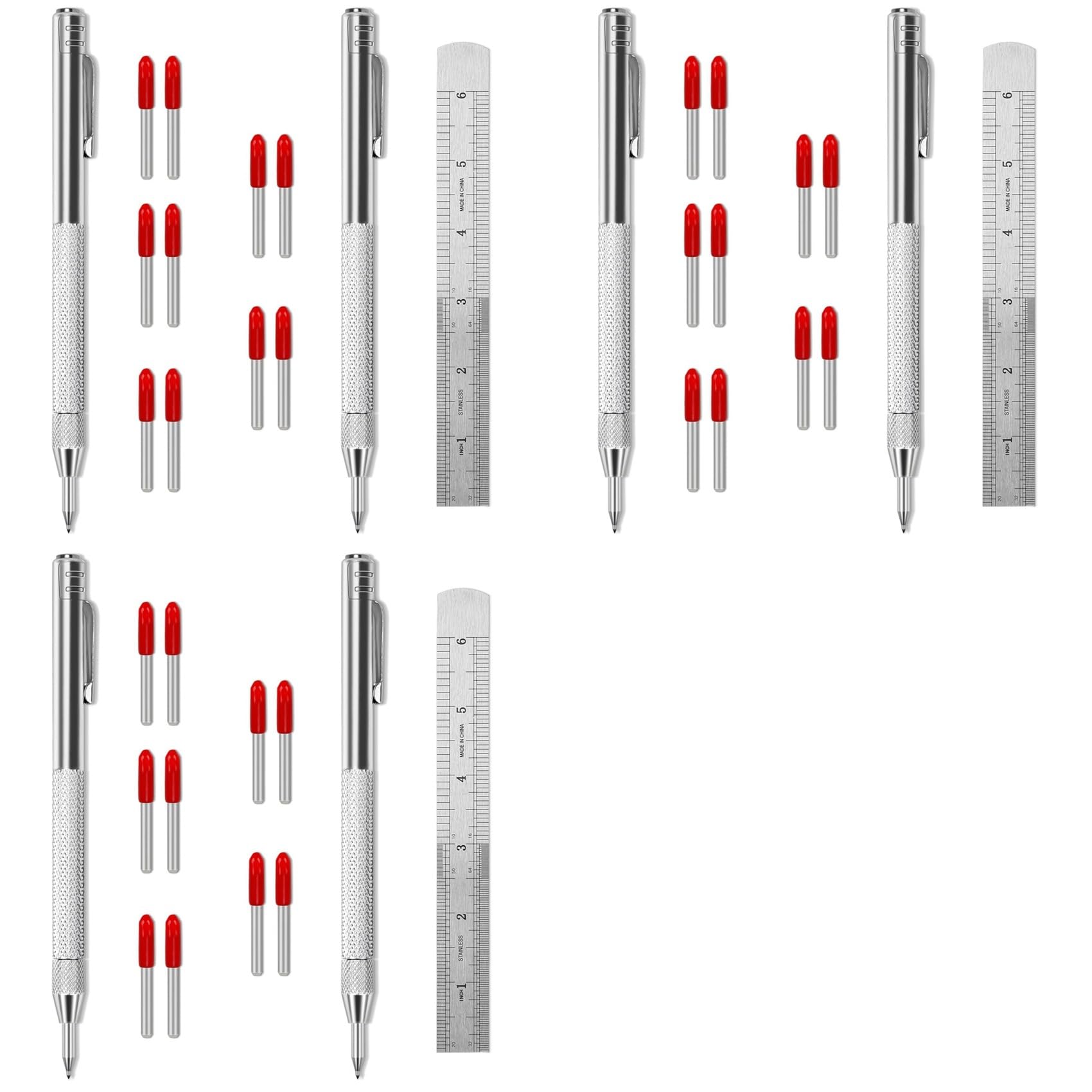 Jnchdghwa Silver 6 Pack Carbide Tip Scriber Tool, Metal Scribe Scriber Marking Tools With Magnet, Premium Engraving Pen