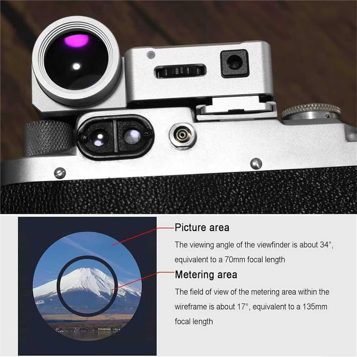 Light Meter, Film Camera Light Meter, with Viewfinder, 17° Metering, with Cold Shoe Mount, Adjust ISO, Aperture and Shutter Speed Photography, for Vintage Cameras (Black)