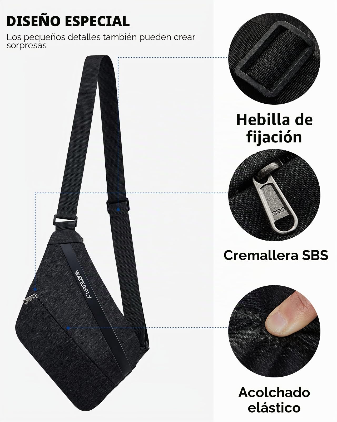 Waterfly Mochila Bandolera Bolsa Pecho Portatil Pequeña para Viaje | para hombre, pequeña, deportes, trabajo, portátil, ligero, uso diario