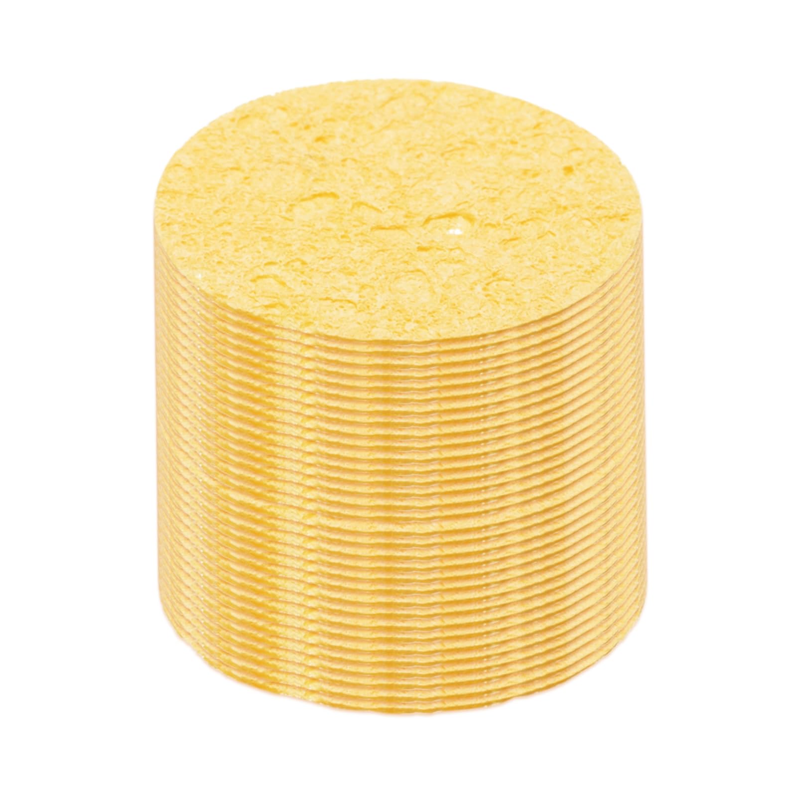MECCANIXITY 15PCS Soldering Sponge 50mm Round Deep Yellow Cleaning Pad Welding Tip Iron Replacement for Cleaning Soldering Iron 3mm Natural Thickness 14mm Water Absorption Thickness