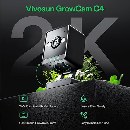 Miniatura 3 de VIVOSUN GrowCam C4, cámara inteligente WiFi QHD 2K para tienda de cultivo y caja de cultivo inteligente VGrow, soporta WiFi de 2.4 GHz (no 5 GHz6