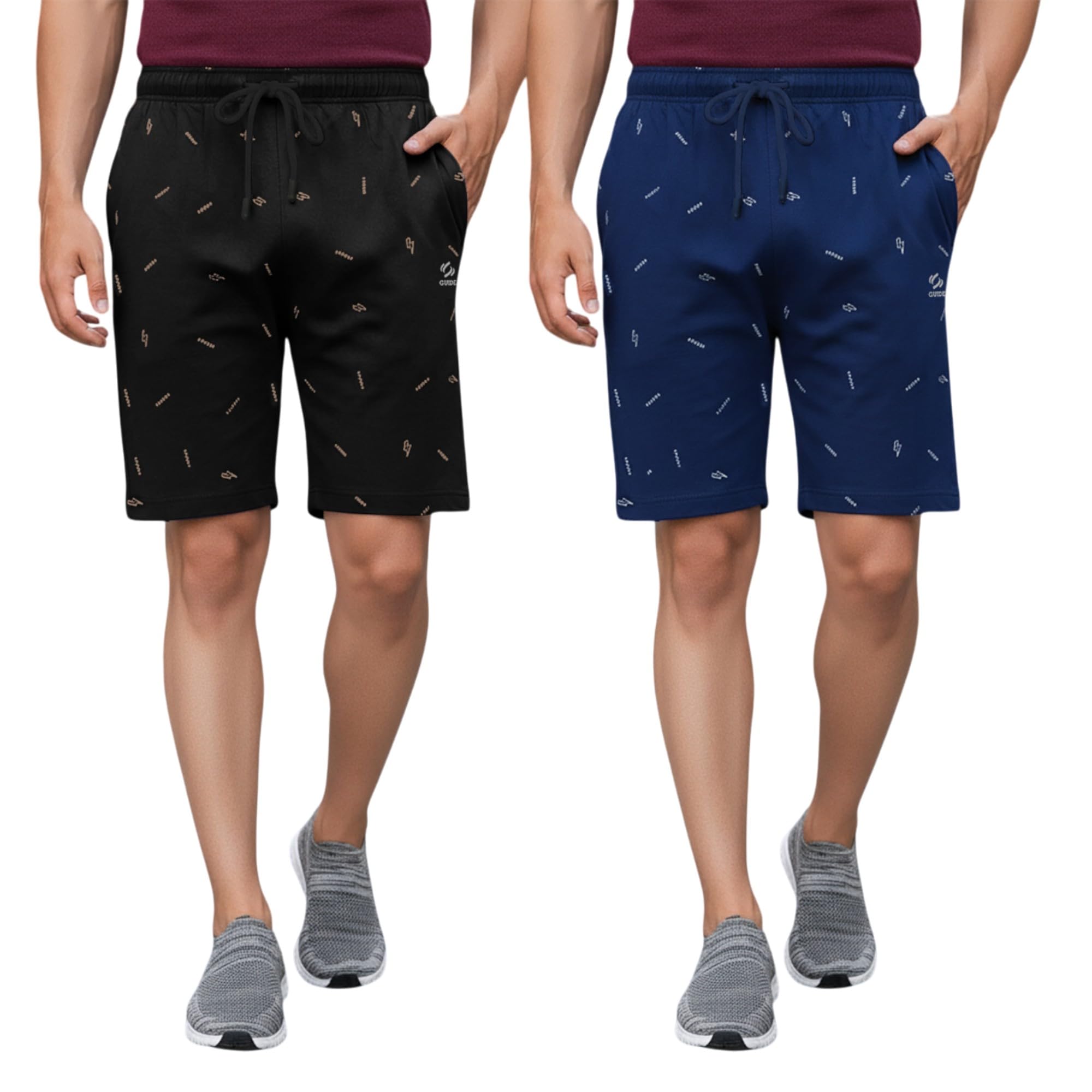 GUIDE Men's Regular Fit Printed Cotton Shorts (Pack of 2) (GF_ P6_Shorts-New_Black_Blue-M)-picture-10