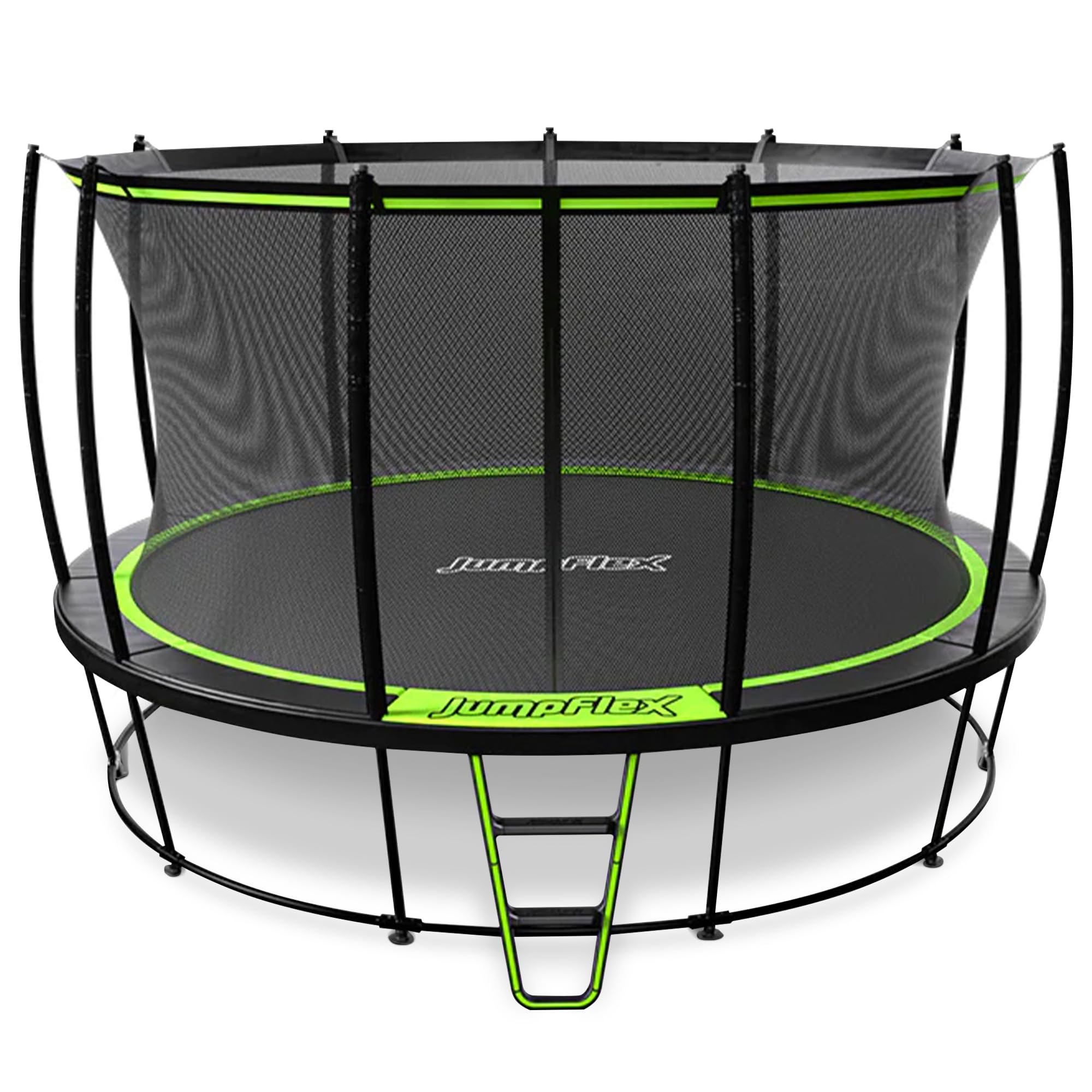 JumpFlex Hero Round Outdoor Backyard Trampoline with Net Safety Enclosure and Ladder, 14ft - Heavy-Duty Jumping Trampoline Play Equipment for Family