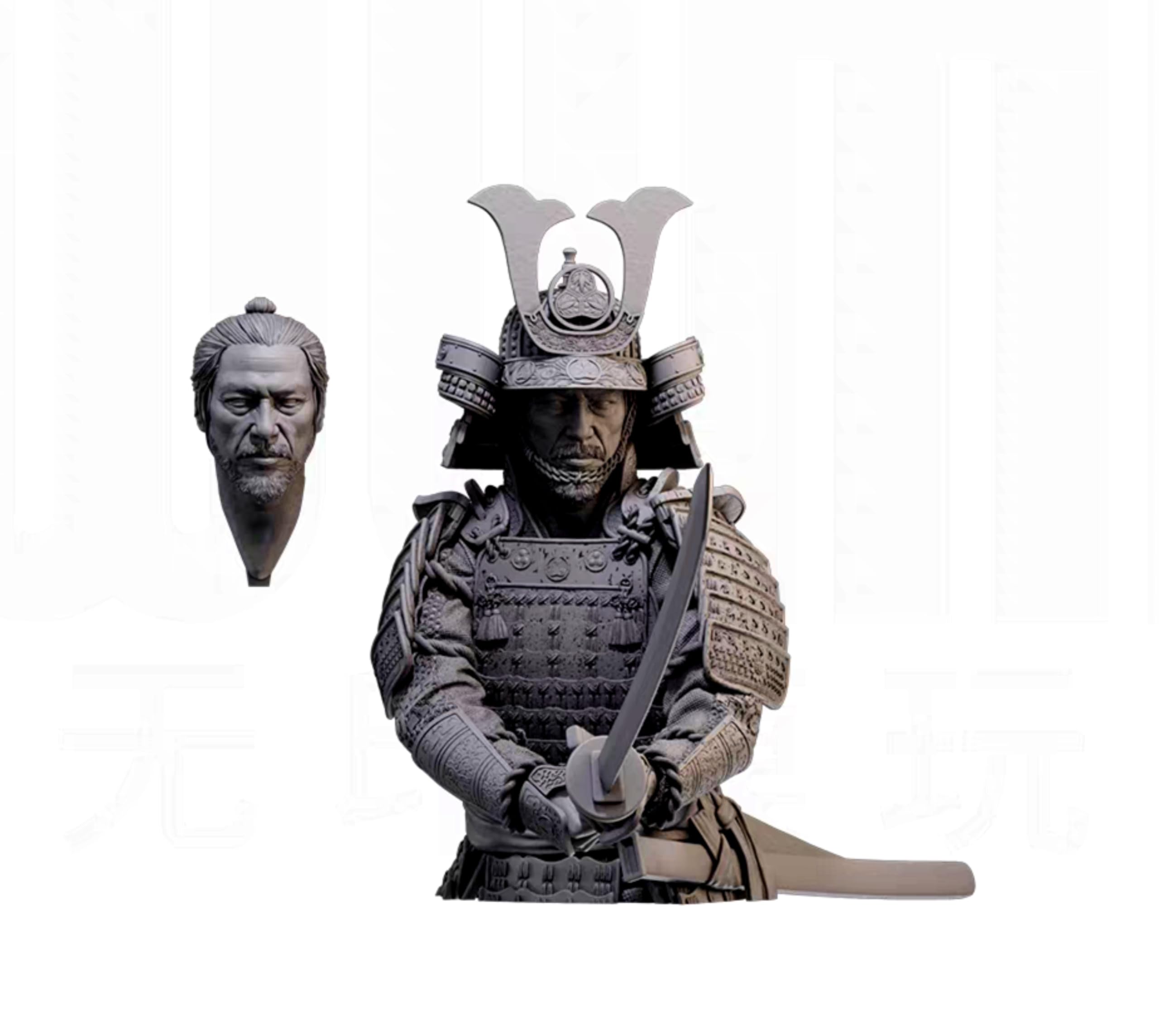 GoodFYouth 1/10 Ancient Samurai Resin Bust Model Kit Unpainted and Unassembled Resin Model //e7A4Y1