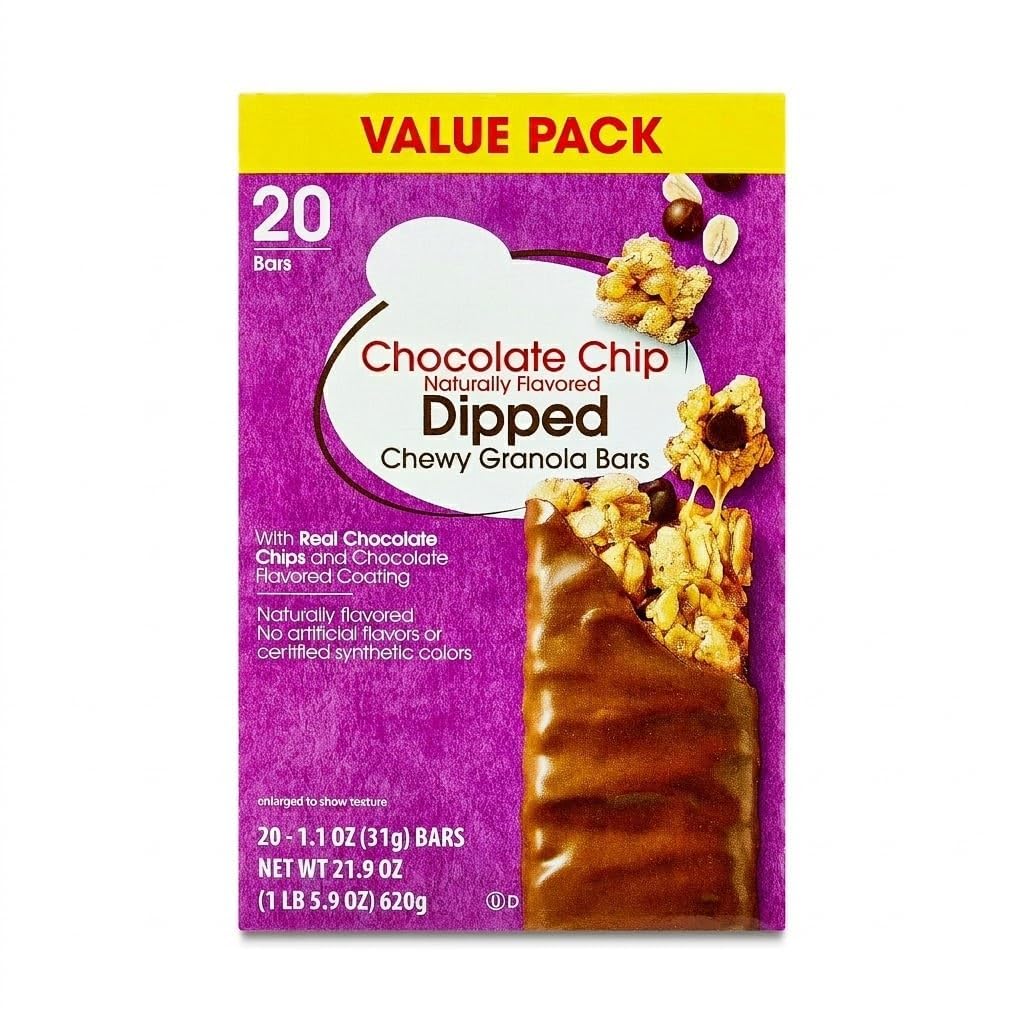 Chocolate Chip Dipped Chewy Granola Bars, Value Pack (20 Count, 21.9 oz / 620g)