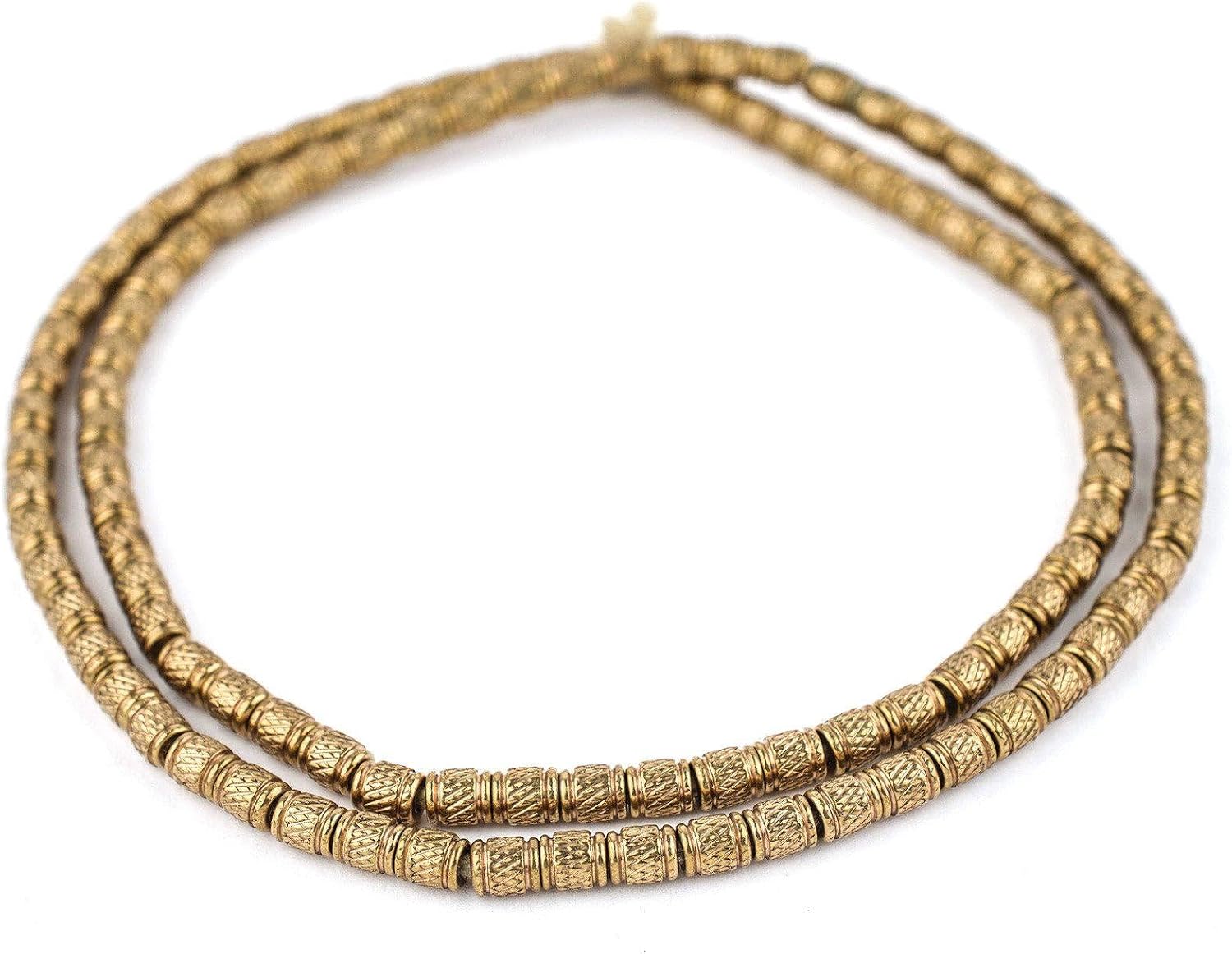 The Bead Chest Antiqued Brass Engraved Cylinder Beads (5x4mm)