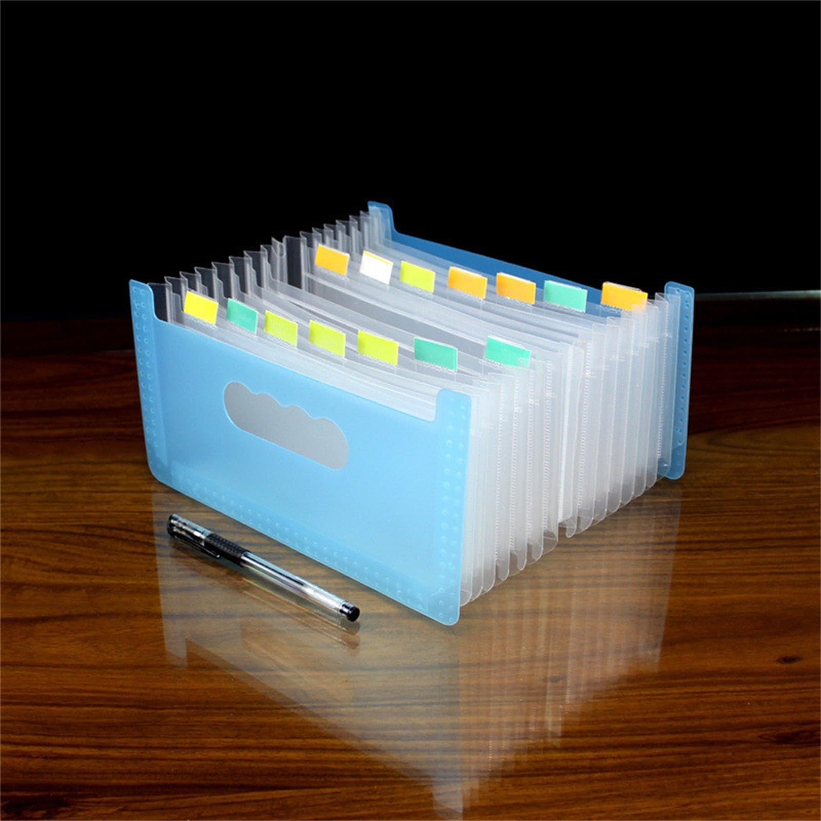 Carpeta de Archivos Expandible A4 Bolsa de órgano A6 pie, carpeta multicapa, pequeña bolsa almacenamiento documentos individuales para la Escuela(Azul)