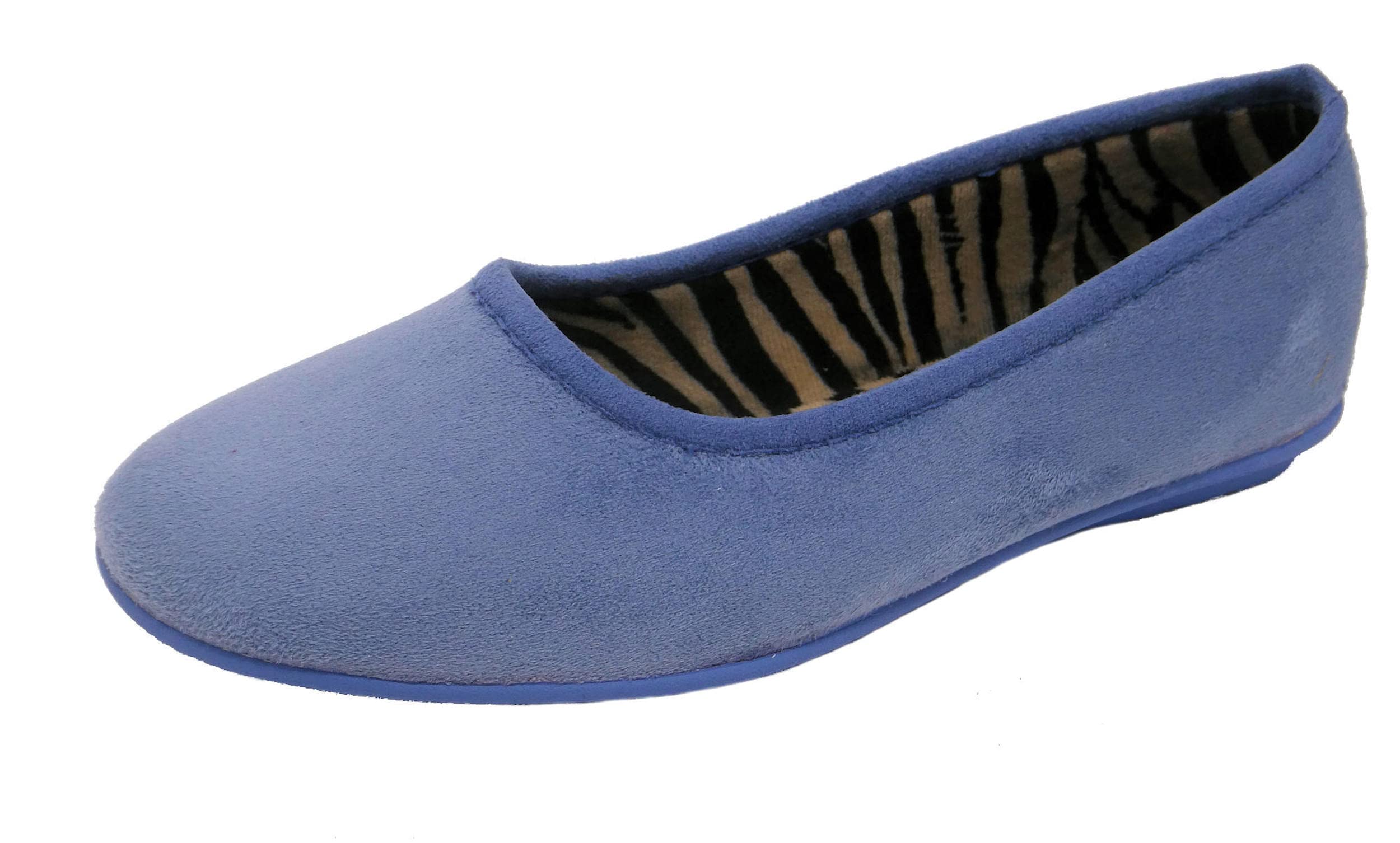 Amado Macario LS165C-5 'DOLLY' Womens Ballerina Slippers with Rubber Sole BLUE size 5 UK