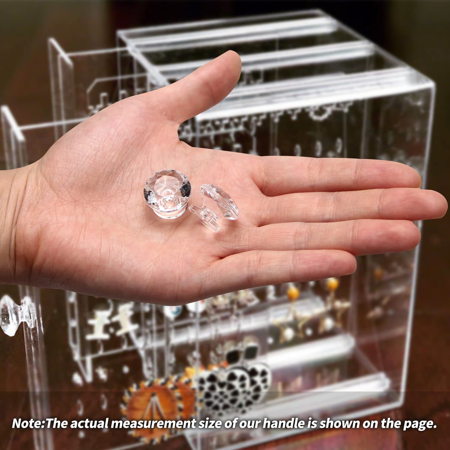 MroMax Lot De 2 Minuscules Poignées Rondes En Acrylique Avec Strass 17