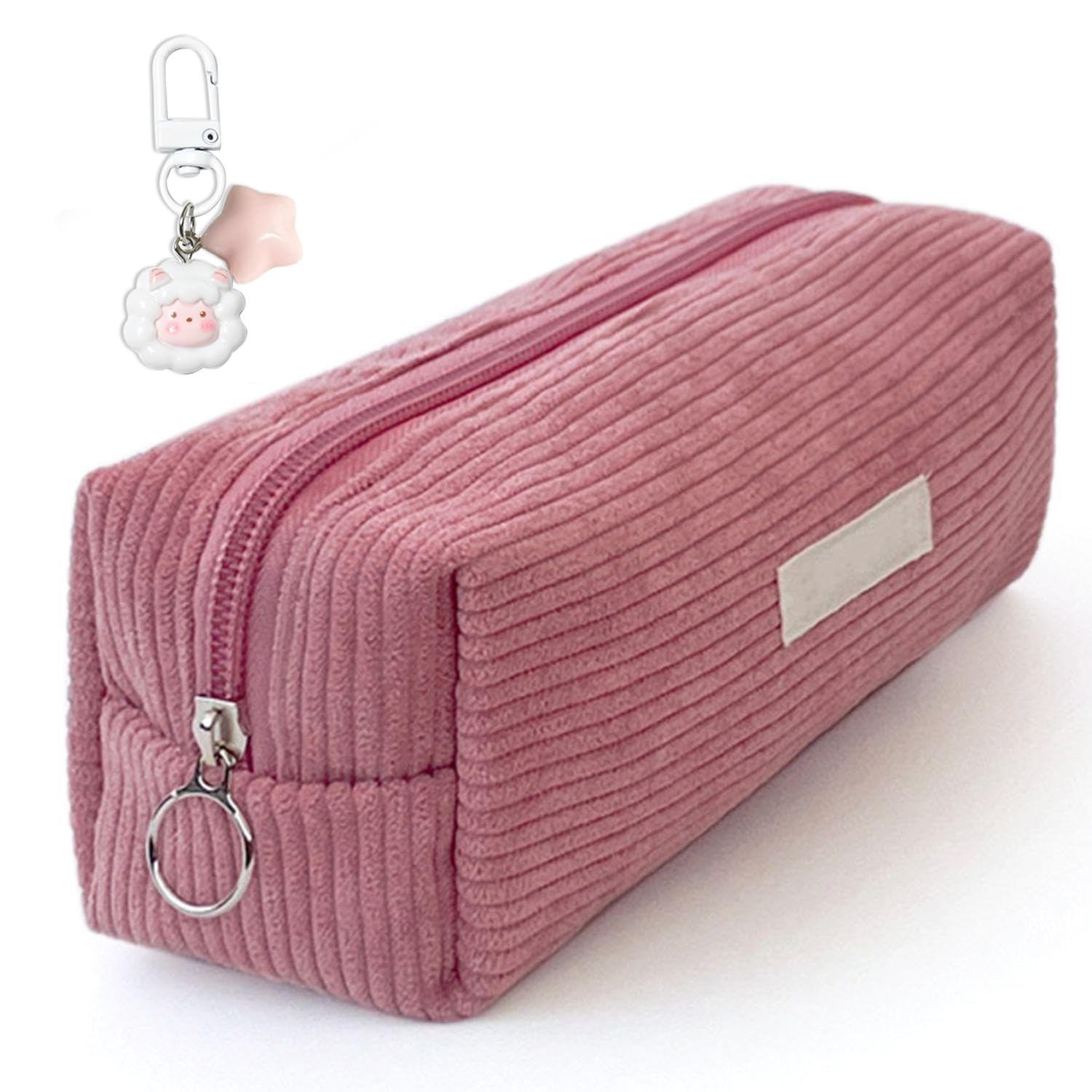VEHYEGOI Pencil 1 Piece Corduroy Pendant, Aesthetic Case, Pencil Case for Juniors, Flesh Pink