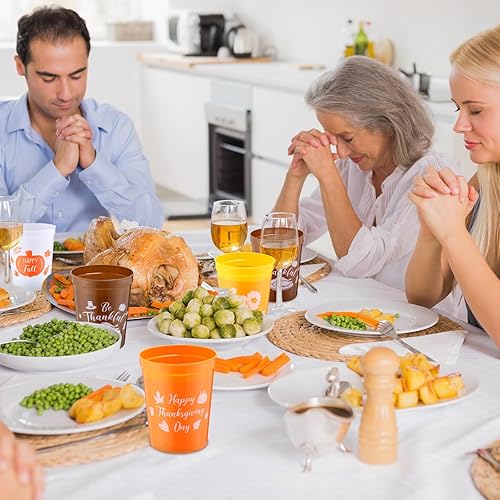 Miniatura 7 de Tioncy Vasos de plástico reutilizables de Acción de Gracias de 12 onzas a granel, tazas de estadio de Acción de Gracias, suministros de fiesta de